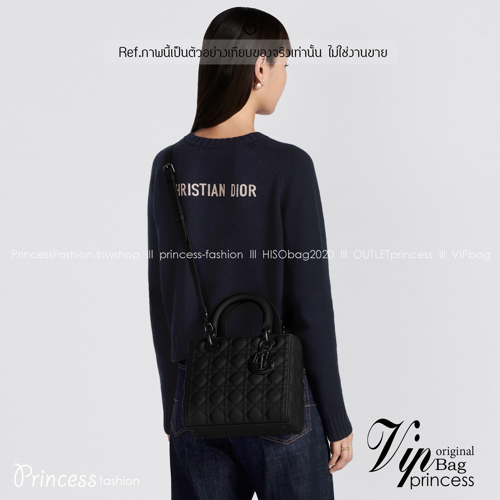 DIOR Small Lady My ABCDior bag Black Cannage Ultra-matte กระเป๋าสะพายดีไซน์เรียบหรู ทรงกล่องคลาสสิค โดดเด่นด้วยพวงกุญแจอะไหล่สีเดียวกับตัวกระเป๋า สีดำผิวแมทท์สุดคลาสสิก ลายเส้นซ้อนทับสวยงาม