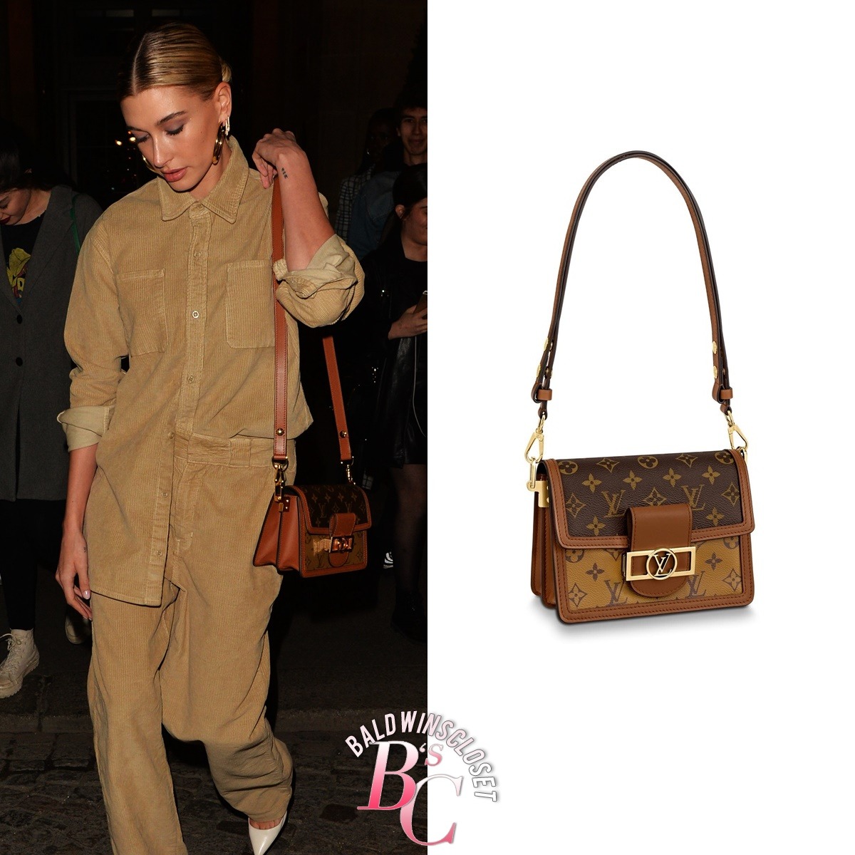 VIP GIFT 】หนังแท้ LOUIS VUITTON DAUPHINE MINI LEATHER HANDBAG - BROWN 20cm