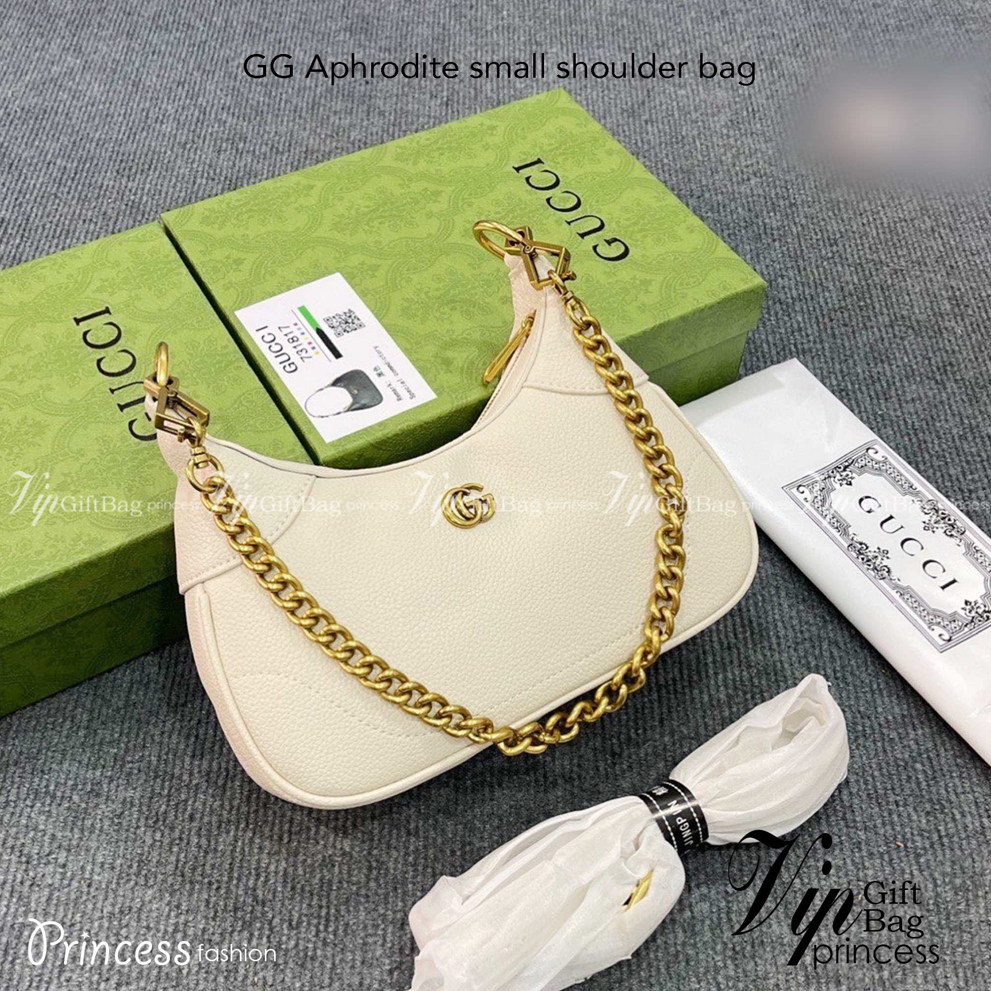 GUCCI Aphrodite small shoulder bag / GC crossbody pouch bag กระเป๋าสะพายทรงคลาสสิค ดีไซน์ย้อนยุคผสานความโมเดิร์นด้วยรูปทรงพอช ที่ใช้งานได้ทุกสไตล์ วัสดุหนังแคนวาส ทนทาน ภายในกระเป๋าเป็นช่องโล่ง สายสะพายมีลูกเล่นหลากหลาย มีให้ทั้งแบบโซ่คล้องไหล่ สายหนังที่