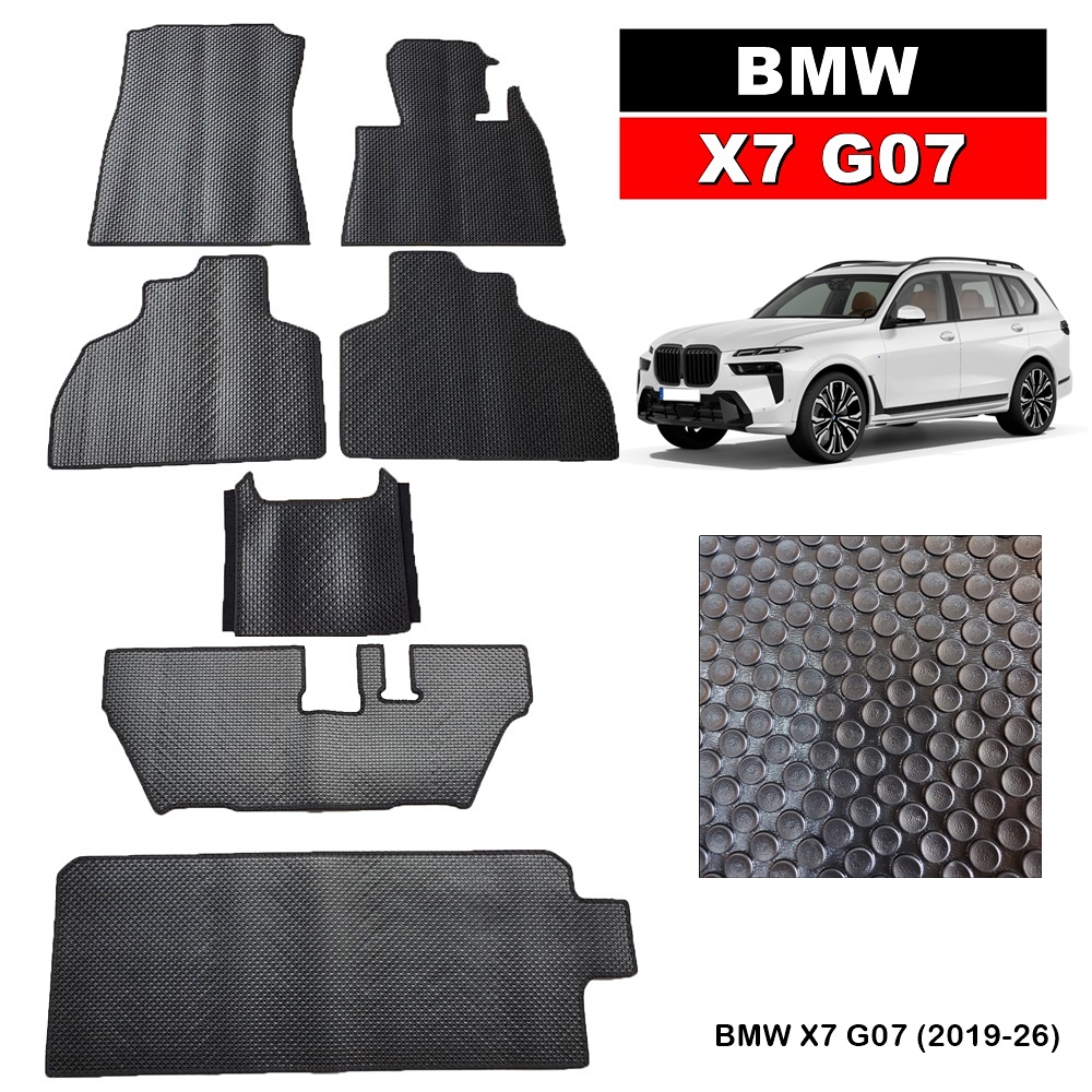 ยางปูพื้นรถยนต์ BMW X7 G07 ปี2019-26 พรมกระดุมเม็ดเล็กpvc สีดำ เข้ารูป ตรงรุ่นรถ (พร้อมส่ง)