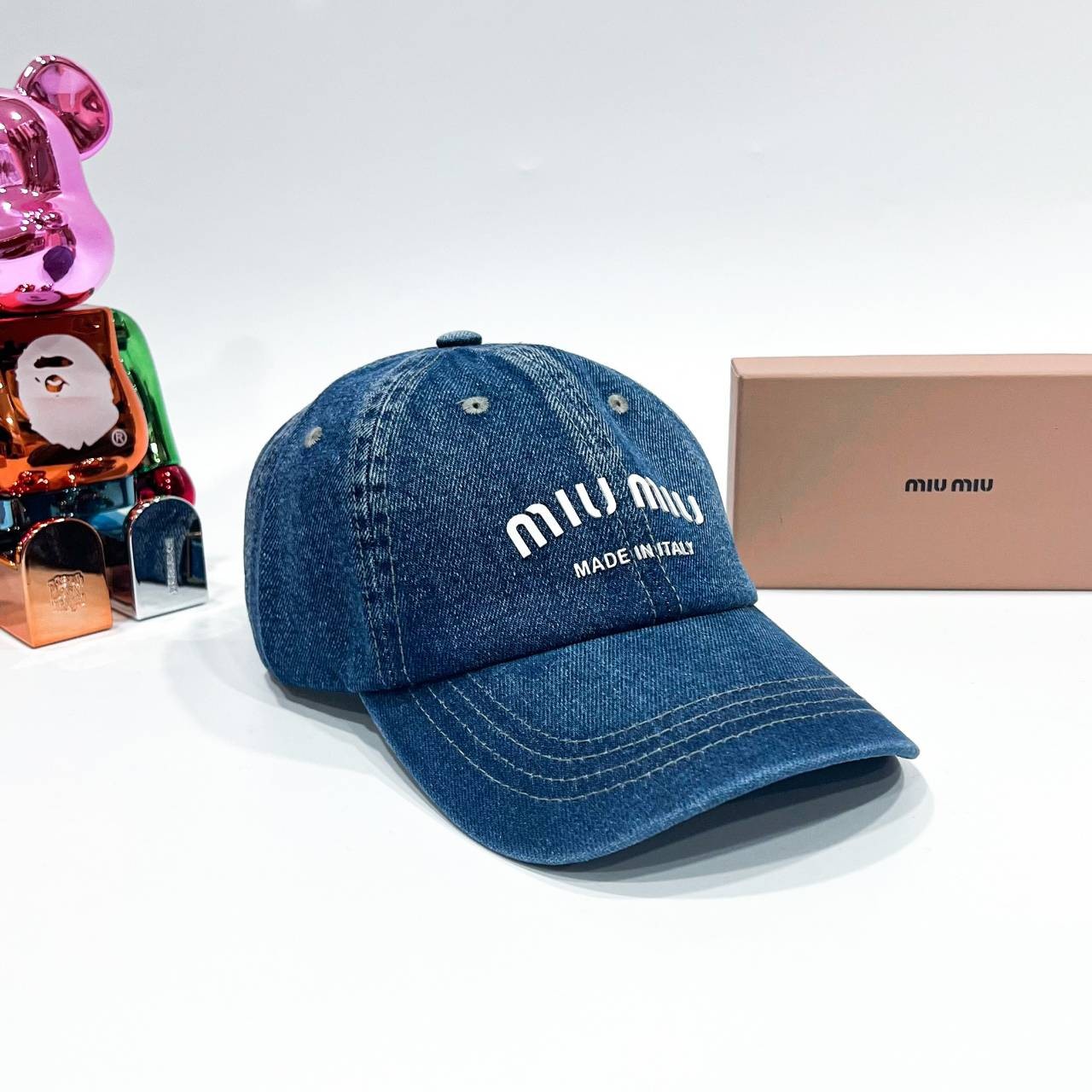 MIU MIU Denim baseball cap / MIU MIU Cap "ของมันต้องมี" หมวกงานคุณภาพที่สุด เกรดท็อปออริ เดนิมสุดคลาสสิก ใช้งานต่างประเทศได้