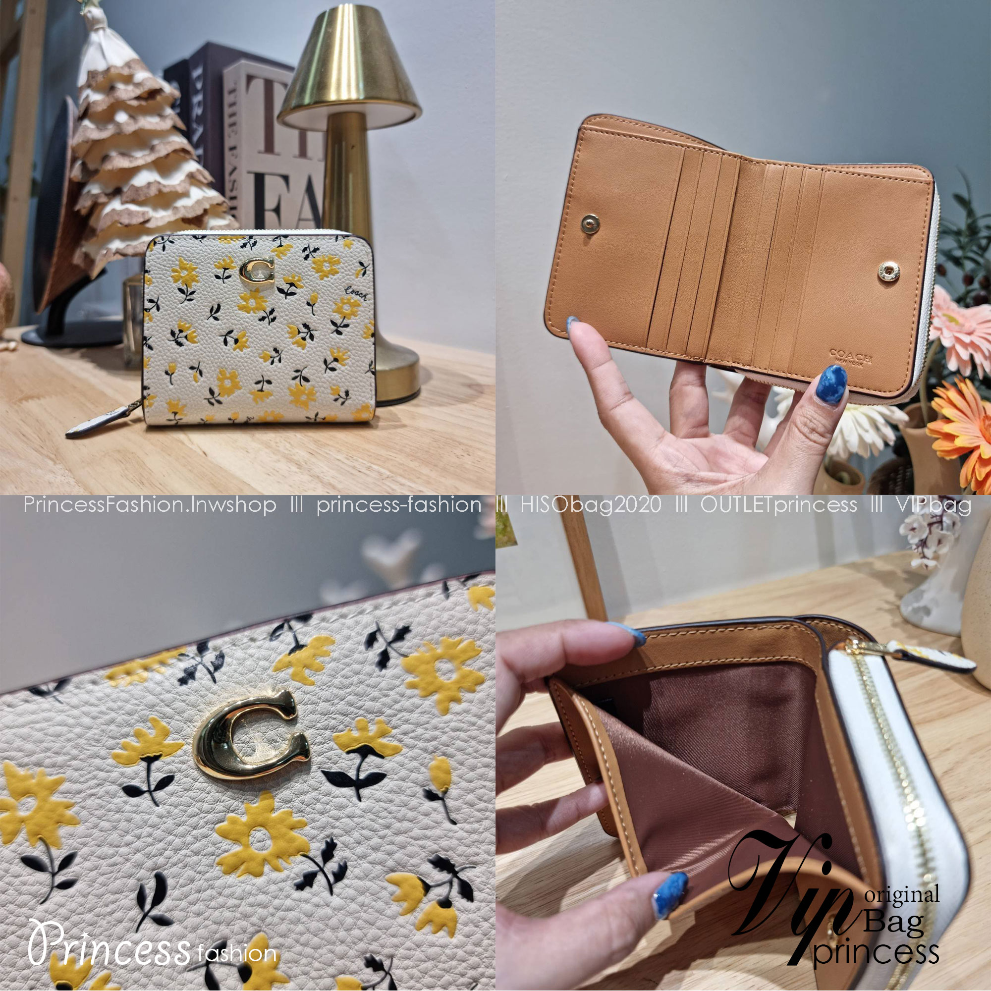COACH CJ372 CR555 BILLFOLD WALLET WITH FLORAL PRINT กระเป๋าสตางค์ใบเล็กายดอกไม้ เกรดท็อปออริ เกรดดีสุด สลับแท้ 1:1 ใช้ต่างประเทศได้