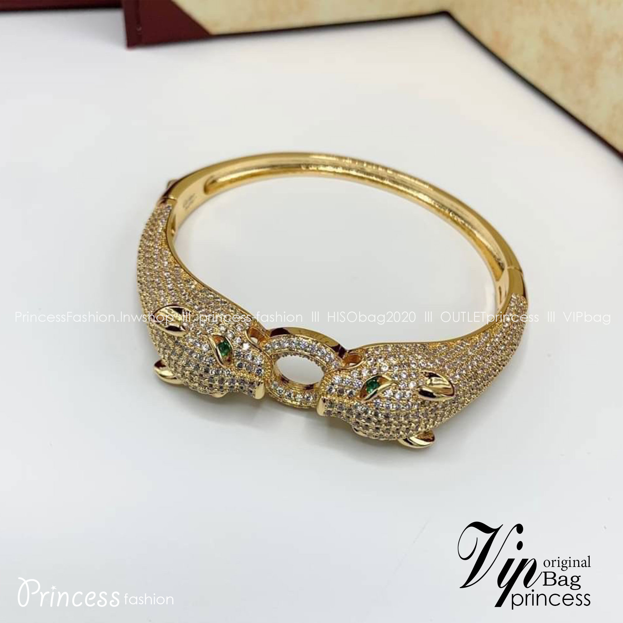 Cartier Double Head Leopard Diamond Bracelet / Cartier Bracelet พร้อมส่งที่ไทย กำไลข้อมือคาเทียร์ วัสดุโลหะเคลือบสีทองคุณภาพ **เกรดออริจินอล 1:1 สลับแท้