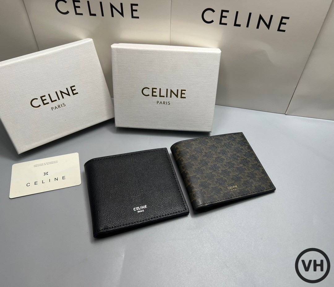 ORI หนังแท้ | CELINE Bi-fold Wallet / CELINE Wallet กระเป๋าสตางค์ใบสั้น กระเป๋าสตางค์ซีลีนผู้ชาย