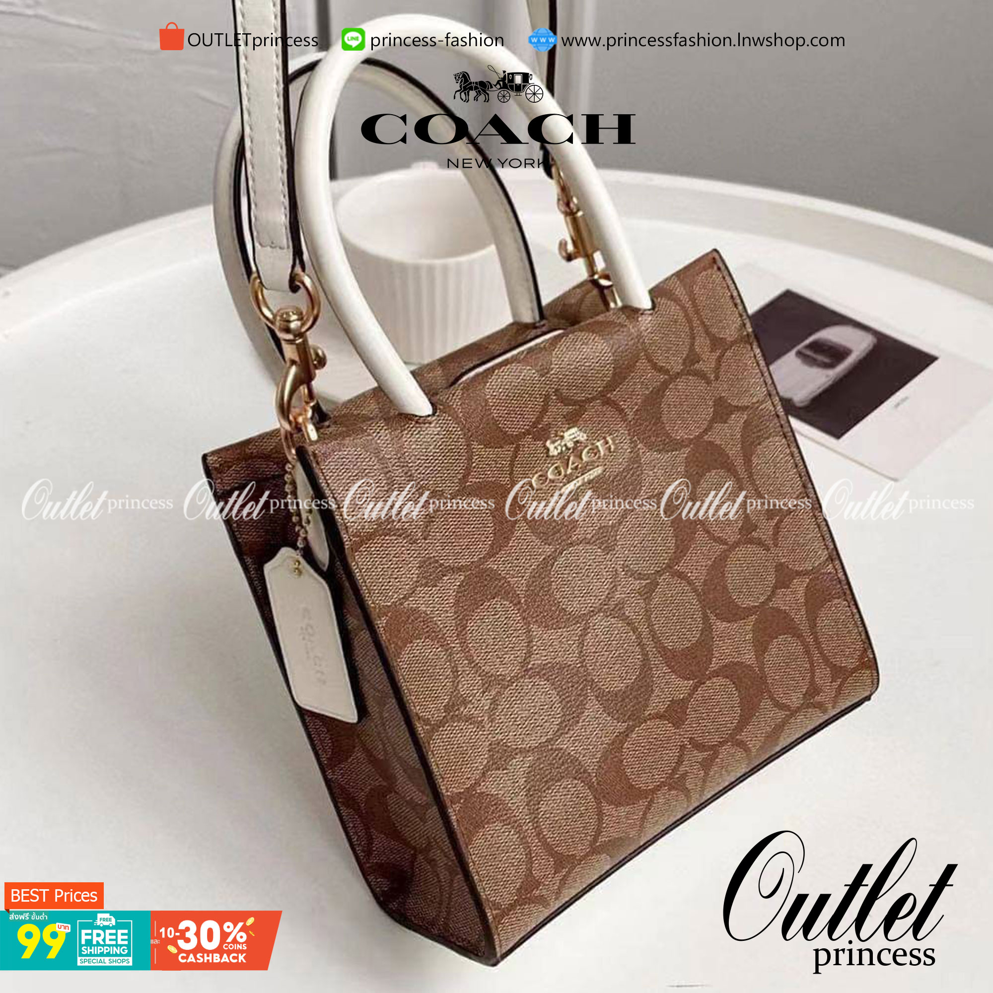 COACH MINI CALLY CROSSBODY IN SIGNATURE ((3599, 2184, 5693, 2134, 2183)) พร้อมส่งที่ไทยทันที! กระเป๋าสะพายครอสบอดี้ร์ กระเป๋าครอสบอดี้โท้ทมินิไซส์ รุ่นใหม่สุดฮอต!! ใบจริงคือน่ารักม้ากกกก!! สวยอยู่ทรง น่ารักน่าใช้ ทรงTote ปากกระเป๋าเปิดปิดแบบแม่เหล็ก ภายใน