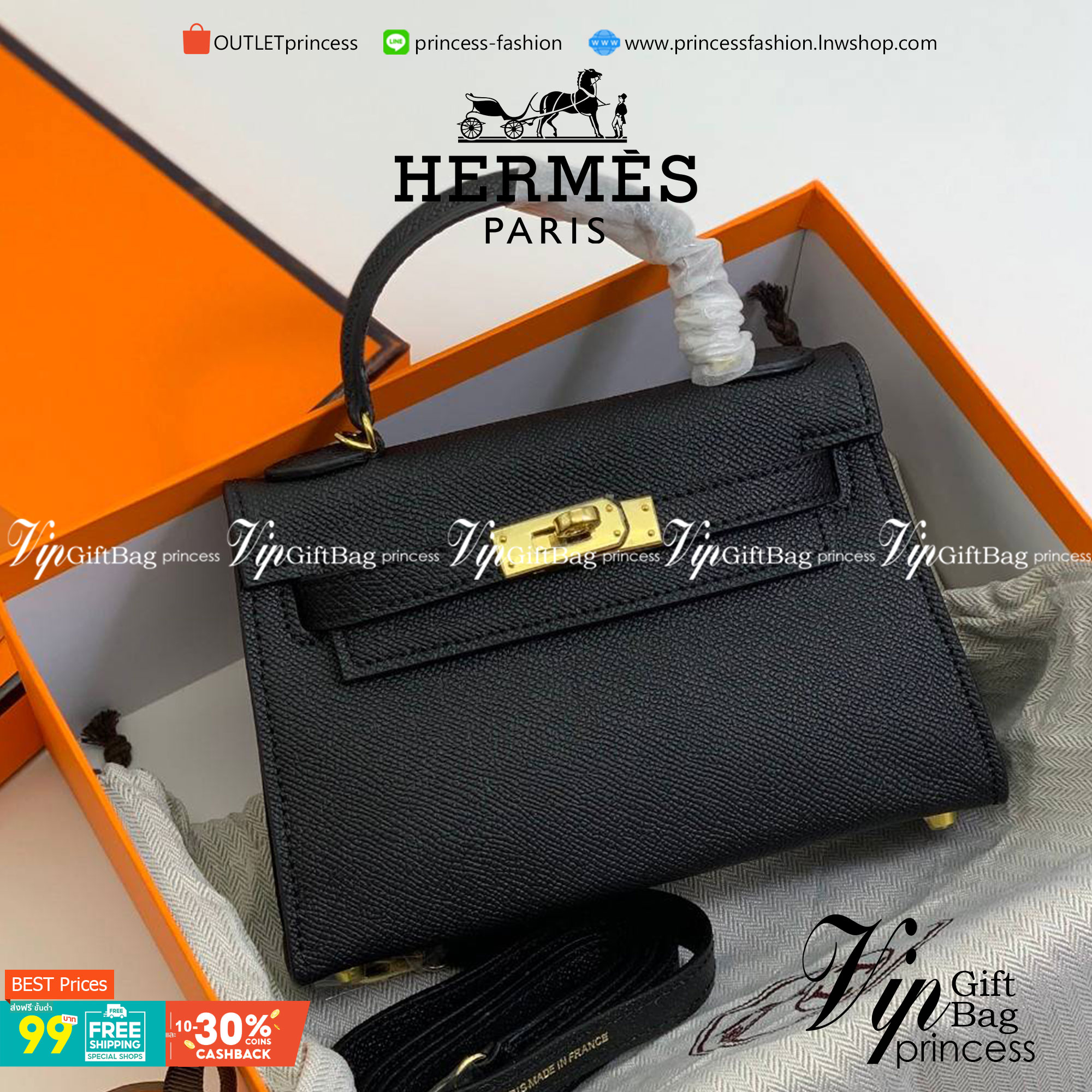 VIP หนังแท้ 】HERMES KELLY 20 MINI SELLIER GOLD EPSOM GOLD HARDWARE