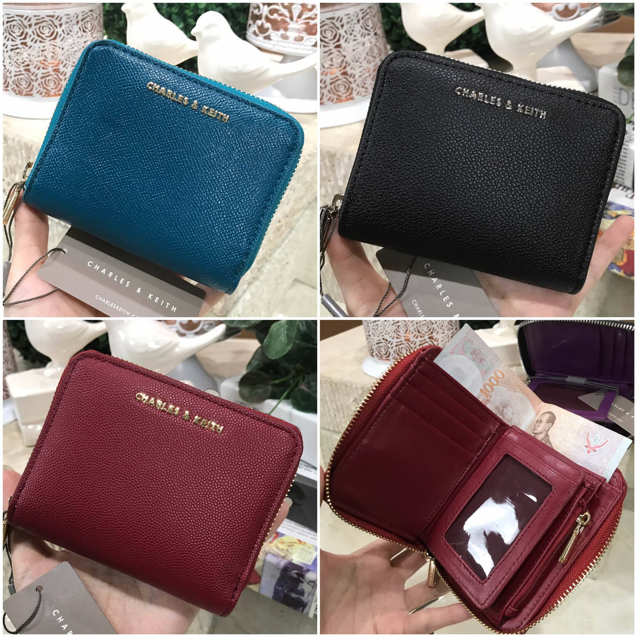 สีใหม่เข้าเพิ่มค่ะ! CHARLES & KEITH SHORT WALLET กระเป๋าสตางค์สั้นซิปรอบรุ่นใหม่ล่าสุดหนังคาเวียร์สวยหรูอยู่ทรงสไตล์PRADA ด้านหน้าประดับโลโก้แบรนด์ ภายในมีช่องใส่รูป ช่องซิปใส่เหรียญ และช่องใส่บัตรหลายช่อง สามารถใส่แบงก์พัน ธนบัตร เหรียญ ได้เหมือนกระเป๋าใ