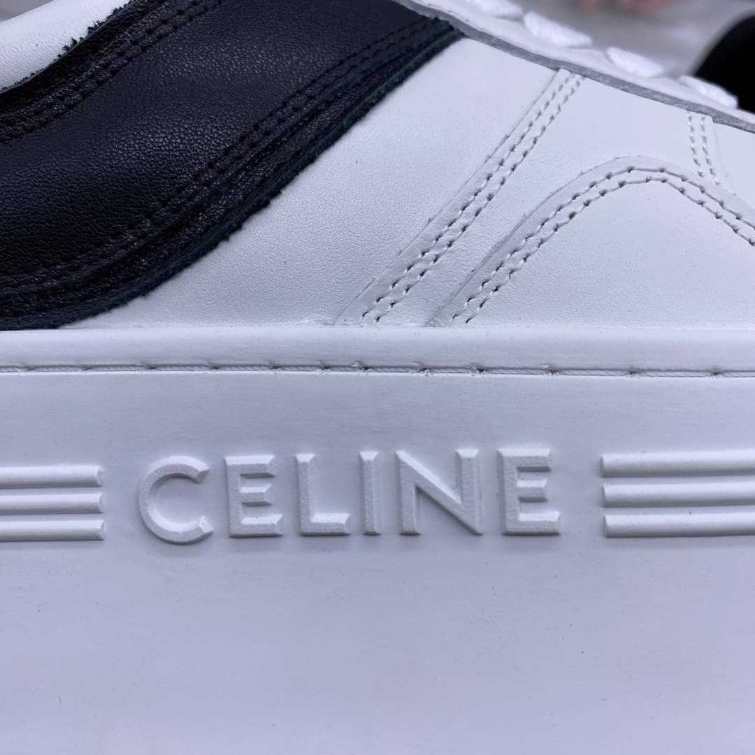 CELINE SNEAKERS / CELINE BLOCK SNEAKERS WITH WEDGE OUTSOLE IN CALFSKIN เกรดออริ สลับแท้ (พร้อมส่งที่ไทย) ใช้งานต่างประเทศได้ หนังสวยลายพิมพ์คมชัด ภาพถ่ายจากงานจริง