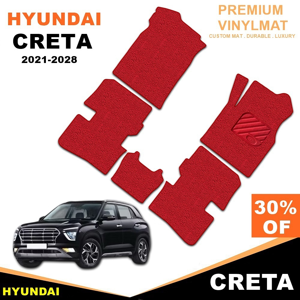 พรมดักฝุ่นไวนิล HYUNDAI CRETA 2021-28 พรมดักฝุ่นในรถ สวยงาม หนานุ่ม เข้ารูป 5ชิ้น