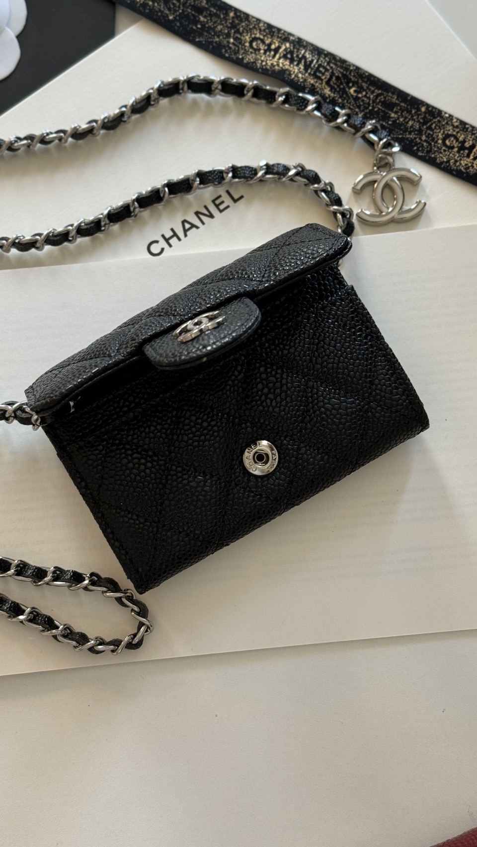 CHANEL mini wallet on chain crossbody กระเป๋าสตางค์พร้อมสายโซ่ หนังแท้ เกรดออริจินอล 1:1 สลับแท้