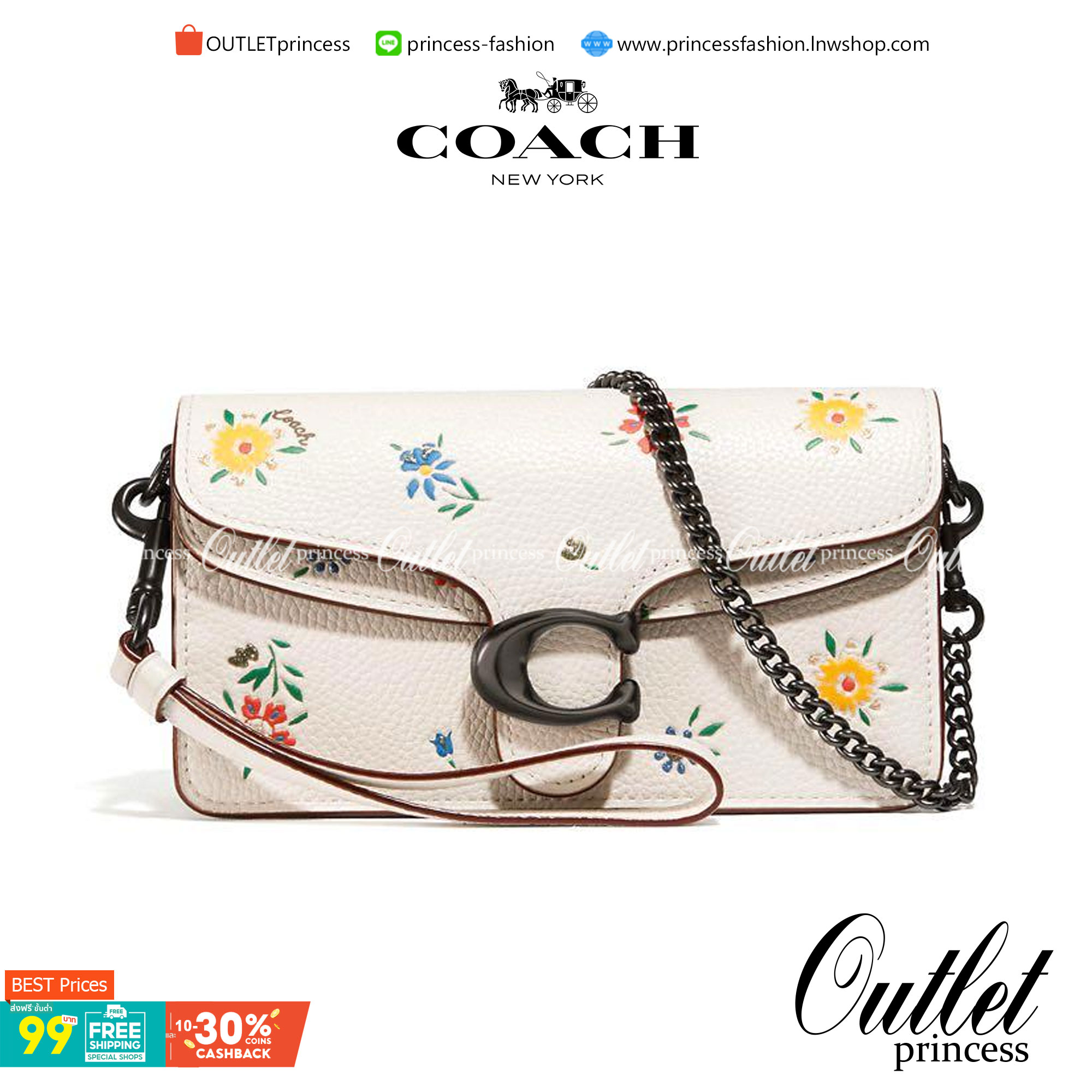COACH TABBY CROSSBODY WITH WILDFLOWER PRINT ((810)) พร้อมส่งที่ไทยค่ะ! กระเป๋าสะพายครอสบอดี้ร์หรือสามารถถือแบบคลัทออกงานสวยๆได้เลยนะคะ วัสดุหนังแท้ หนังนิ่มค่ะ
