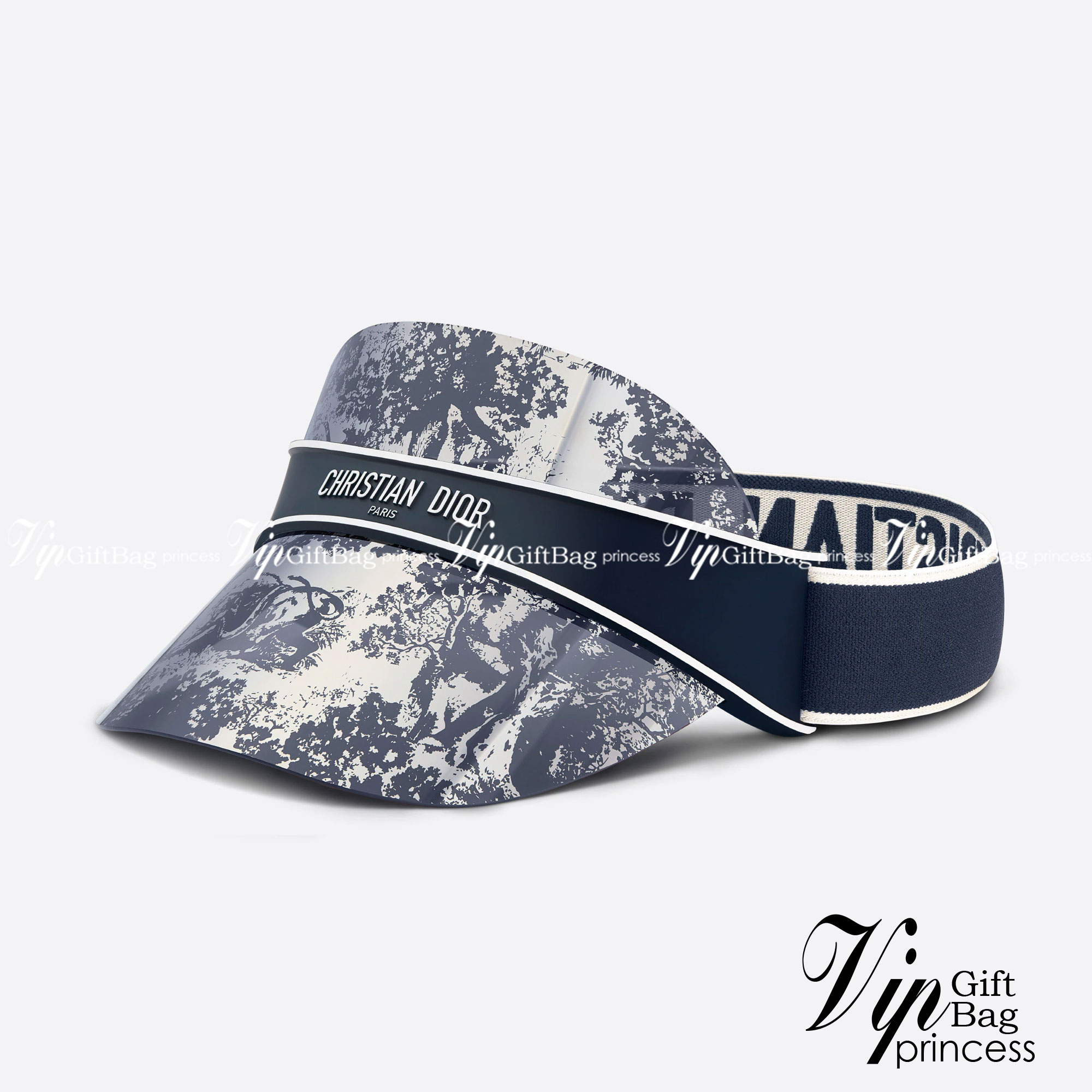 DiorClub V1U Blue Toile de Jouy Visor / Dior Sun Visor Cap ภาพสินค้าถ่ายจากงานขายจริงใช้งานต่างประเทศได้