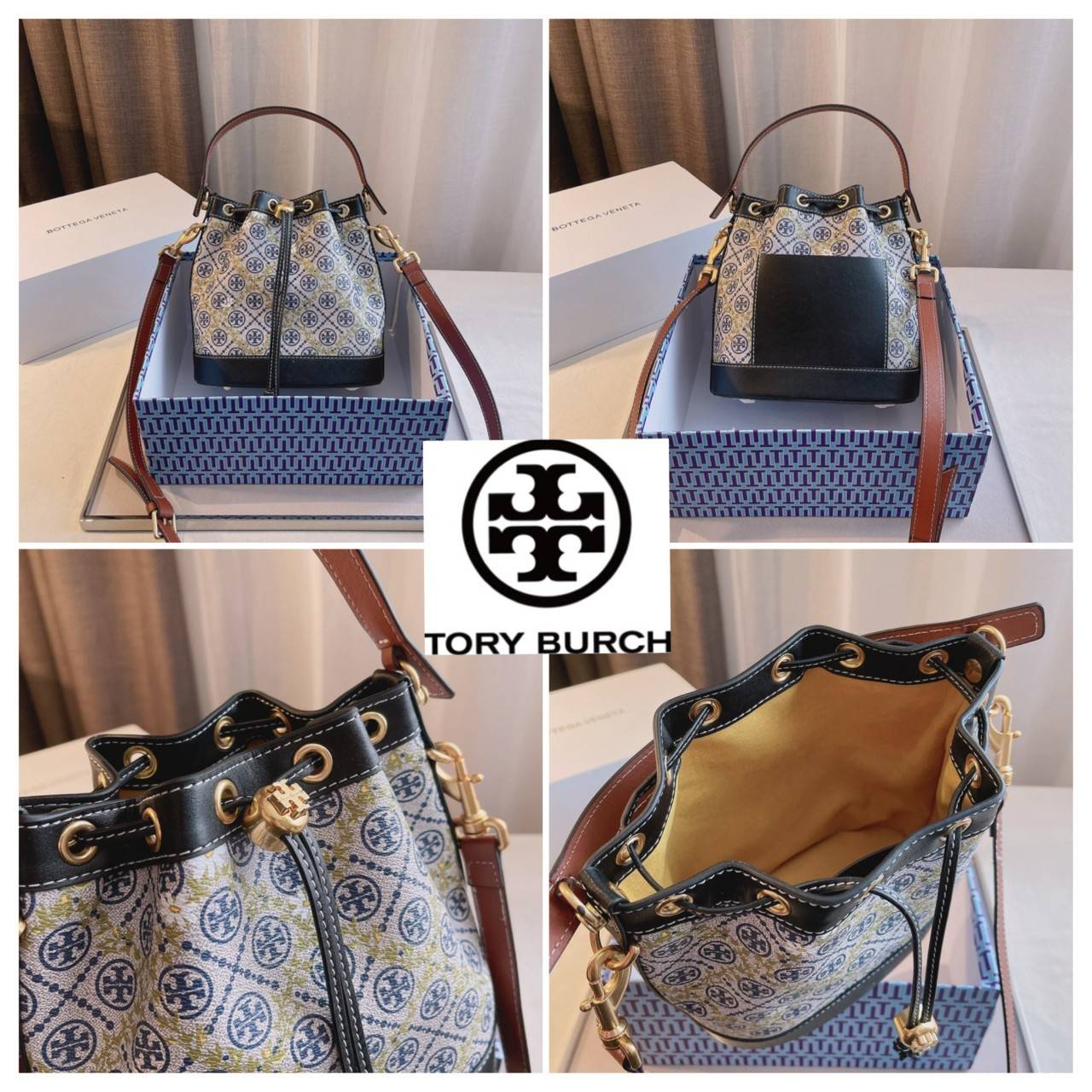 ของแท้ 💯% 】TORY BURCH T MONOGRAM FLORL BUCKET BAG เปิดตัวกระเป๋า T MONOGRAM ที่ผสมผสานกับความน่ารักกับหมู่มวลดอกไม้ เป็นอีกหนึ่งในคอลเล็กชั่น ที่เลือกสรรมาให้ต้อนรับสาวๆ ดีไซน์เก๋ทรงขนมจีบยอดฮิต
