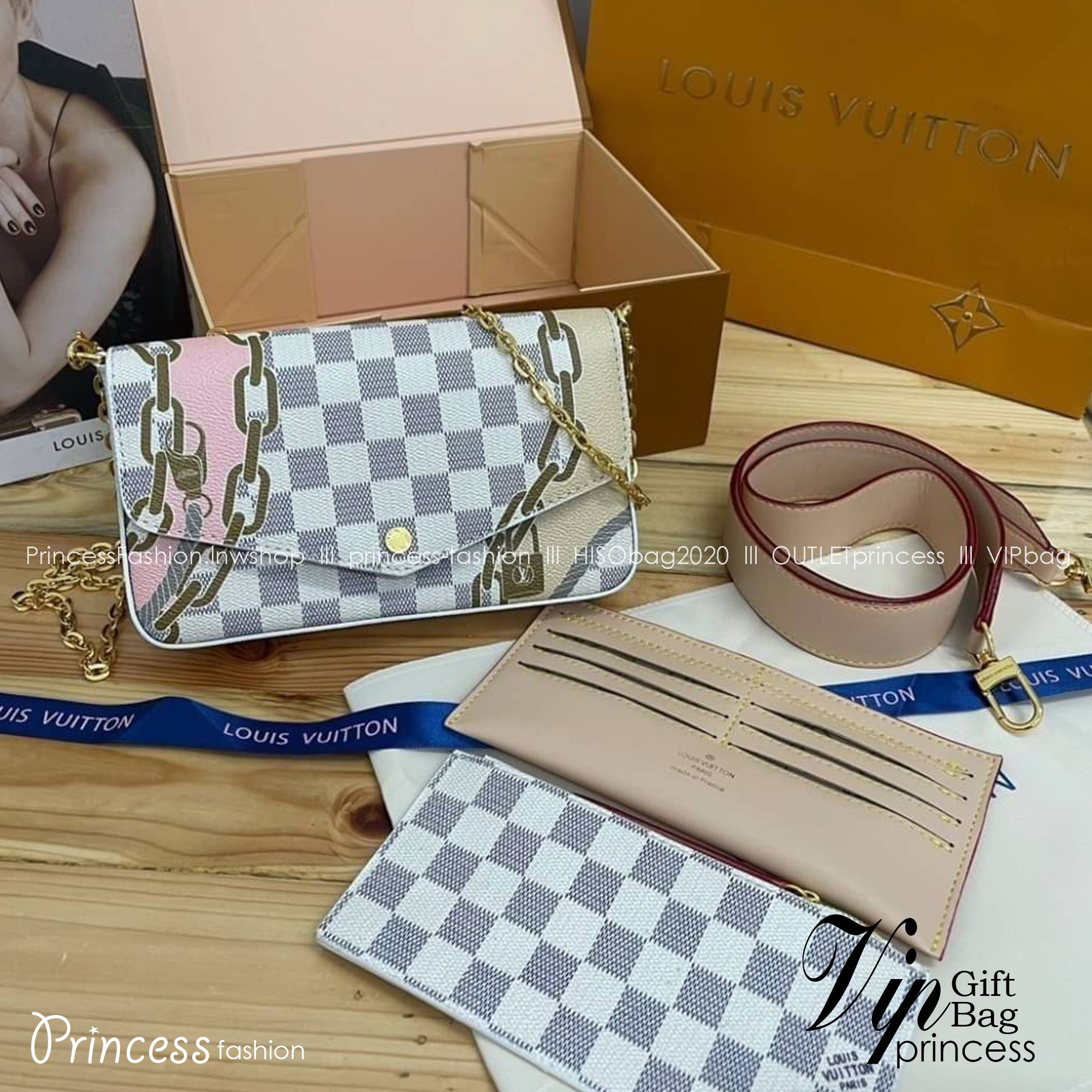 LV Felicie Pochette Damier Azur Canvas - Wallets and Small Leather / LV DAMIER AZUR POCHETTE WITH NAUTICAL PRINT คอลใหม่ที่มอบสีสันสดใสรับ summer ได้ดี กับกระเป๋าสะพายทรงพอช ดีไซน์ออกมาให้ใช้งานได้หลากหลาย