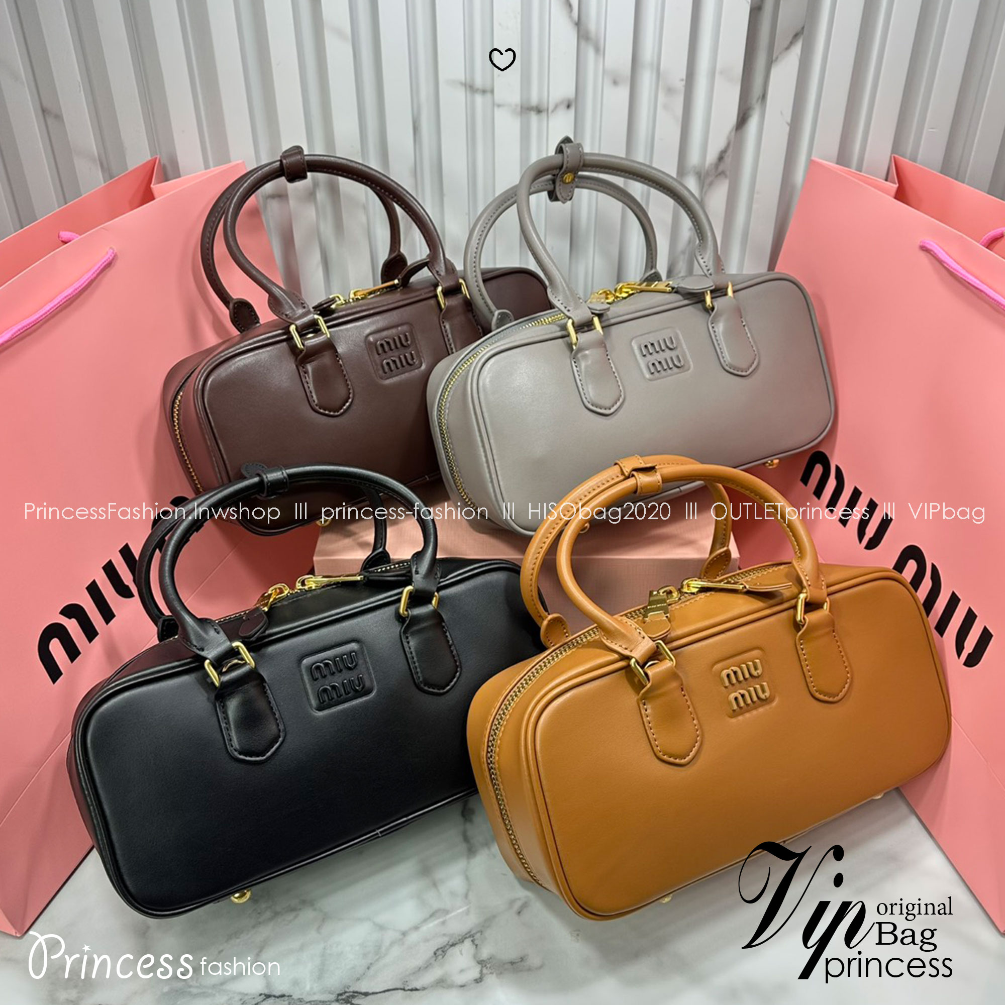 ORI หนังแท้ | MIU MIU Arcadie leather bag Large 27cm กระเป๋าสะพายทรงโฮโบใบใหญ่ ลุคลูกคุณหรูหราน่ารักๆเก๋ๆ สวยดูแพง หูจับในตัวง่ายและสะดวกพกพา มาพร้อมสายสะพายข้างภายในโล่งกว้างมาก