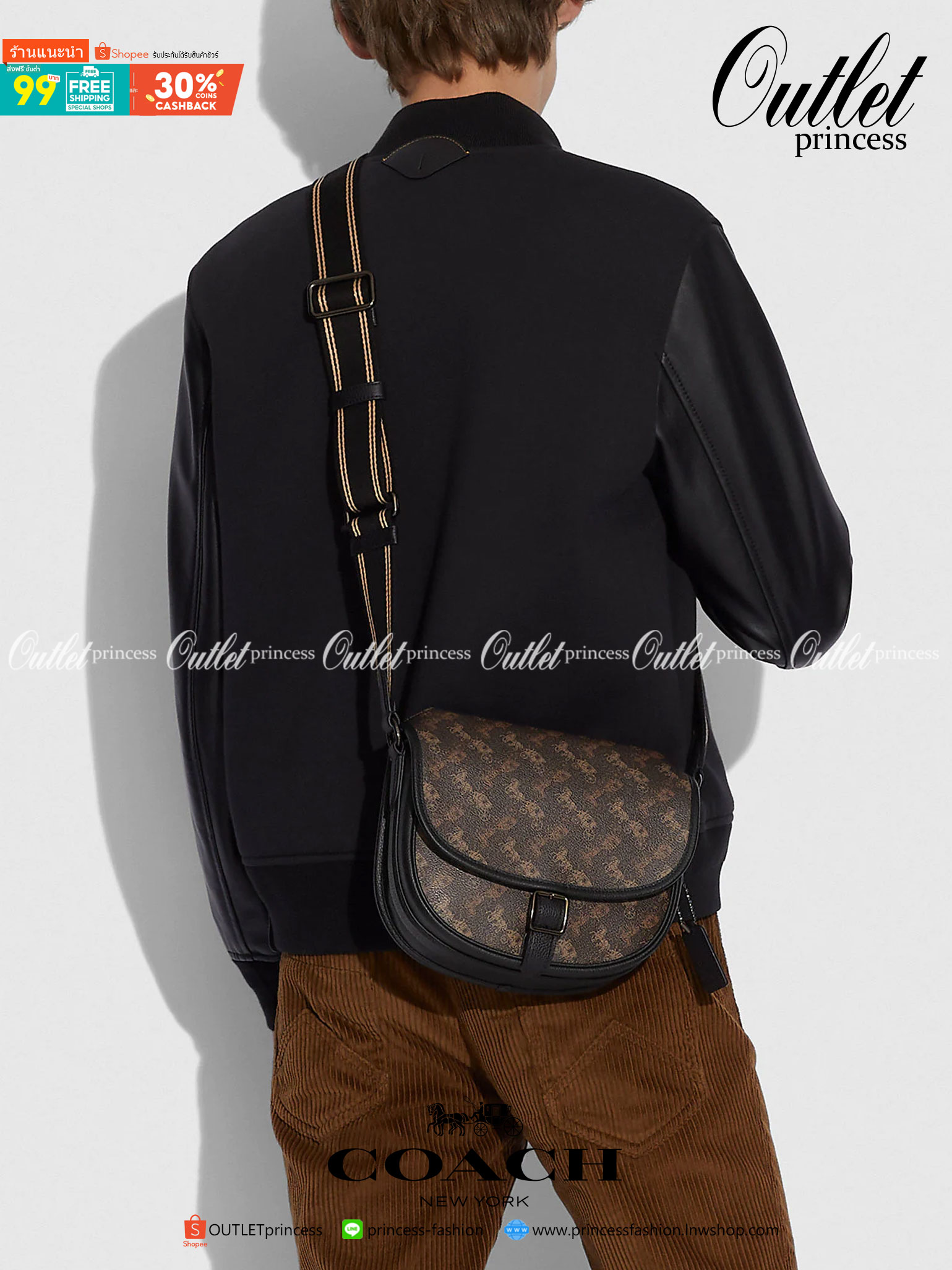 OUTLET 】COACH HITCH CROSSBODY WITH HORSE AND CARRIAGE PRINT พร้อมส่งที่ไทย