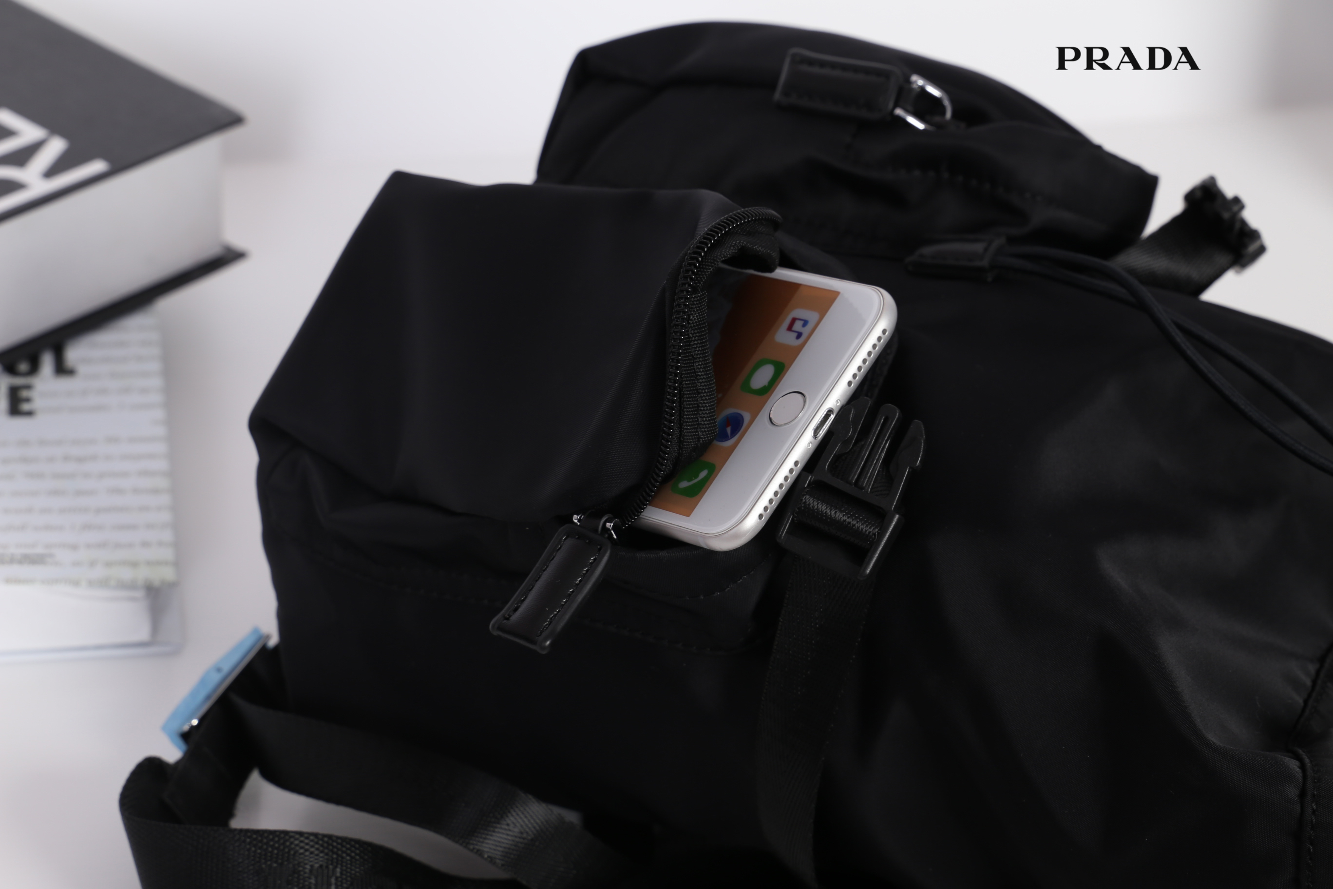 PRADA NYLON MINI BACKPACK สินค้า Premium gift จากเค้าเตอร์แบรนด์ต่างประเทศ รุ่น Limited edition กระเป๋าสะพายเป้ Size mini ขนาดกำลังน่ารัก ที่ฮ๊อตสุดๆ วัสดุเป็น Nylon เนื้อหนา คุณภาพดี ขนาดกะทัดรัด พกพาสะดวก น้ำหนักเบา ด้านหน้าติดโลโก้แบรนด์ อะไหล่เงินสวยห