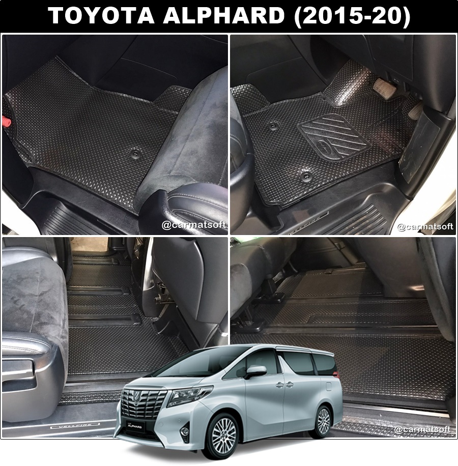 พรมกระดุมเม็ดเล็กรีดขอบTOYOTA ALPHARD ปี2016-20 สีดำ สวยงาม ทนทาน เข้ารูป เต็มคัน