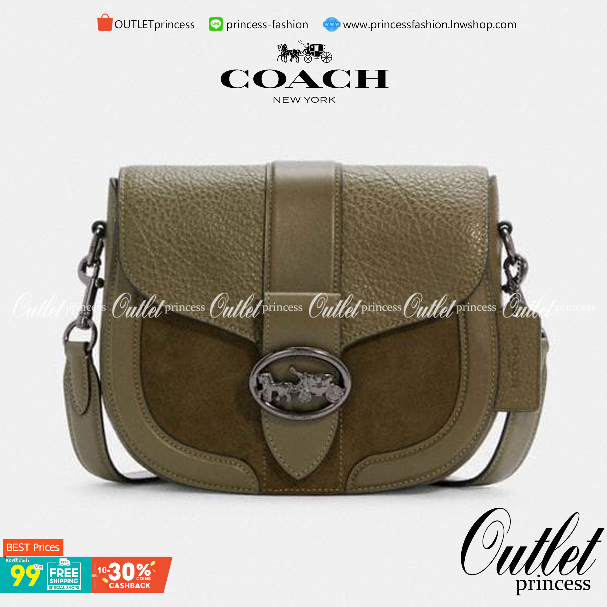 OUTLET 】COACH C2805 GEORGIE SADDLE BAG ใบงาม น้องน่ารัก สุดเรียบหรู เลยทีเดียว วัสดุหนังpebble ตัวกระเป๋าหนังแท้ ตรงกลางตัดกำมะหยี่เพิ่มความหรูหราอย่างลงตัว ภายในกระเป๋ามีช่องเอนกประสงค์กระดุมแป๊ก ซับในผ้า ด้านนอกกระเป๋าเปิด สายสะพายถอดปรับระดับ สำหรับสะพ