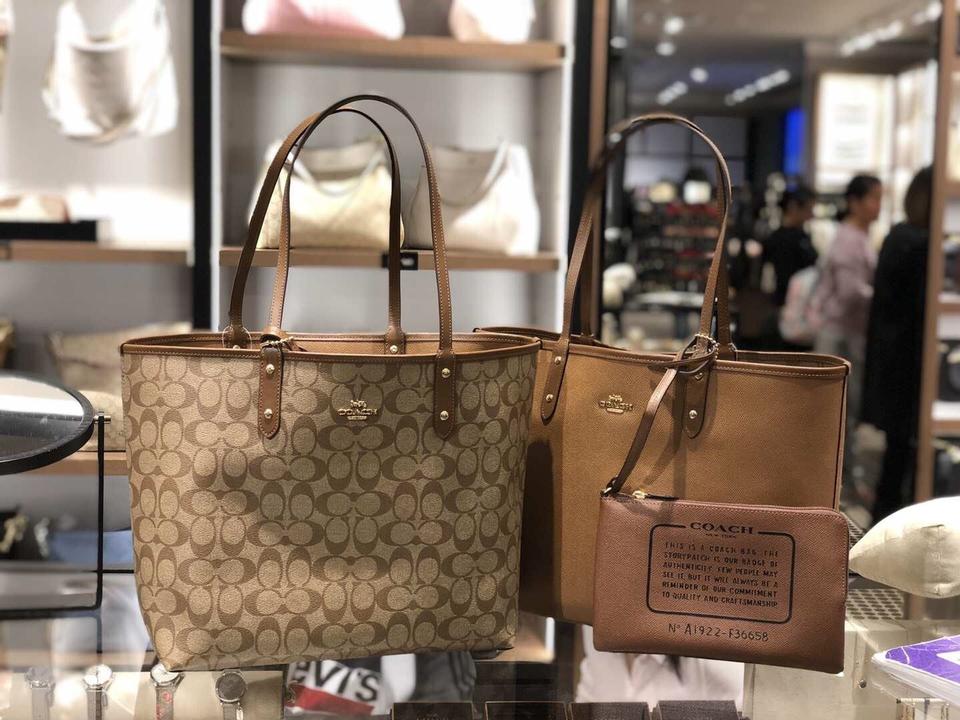 COACH F36658 REVERSIBLE CITY TOTE IN SIGNATURE CANVAS WITH POUCH