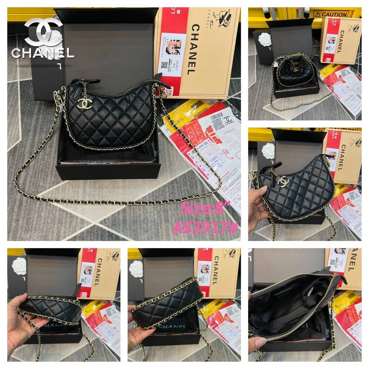 Chanel Pouch Hot item 2023 กระเป๋าสะพายกึ่งพอช ใบเล็กน่ารักน่าใช้ ถือไปไหนก็อัพลุคปัง วัสดุหนังแกะ สัมผัสนิ่มมือ หูจับในตัว ปรับได้อีกเล็กน้อย มาพร้อมสายสะพายโซ่ ความยาวกำลังดี