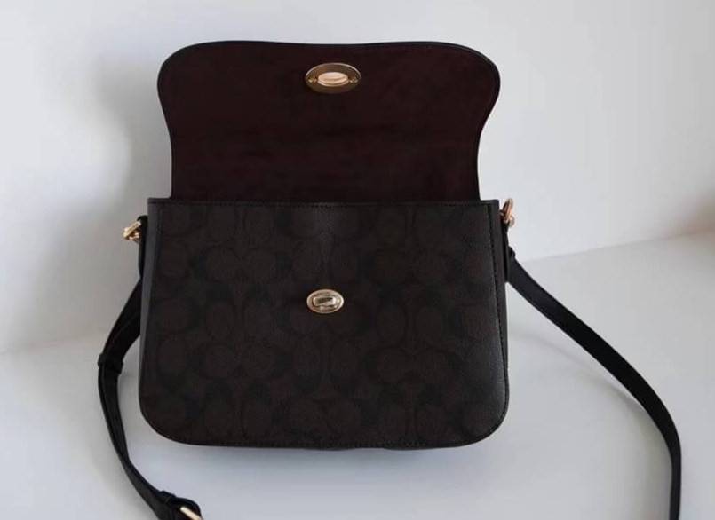 Coach Marlie Top Handle Satchel In Signature Chambray & Canvas Brown Black C1765