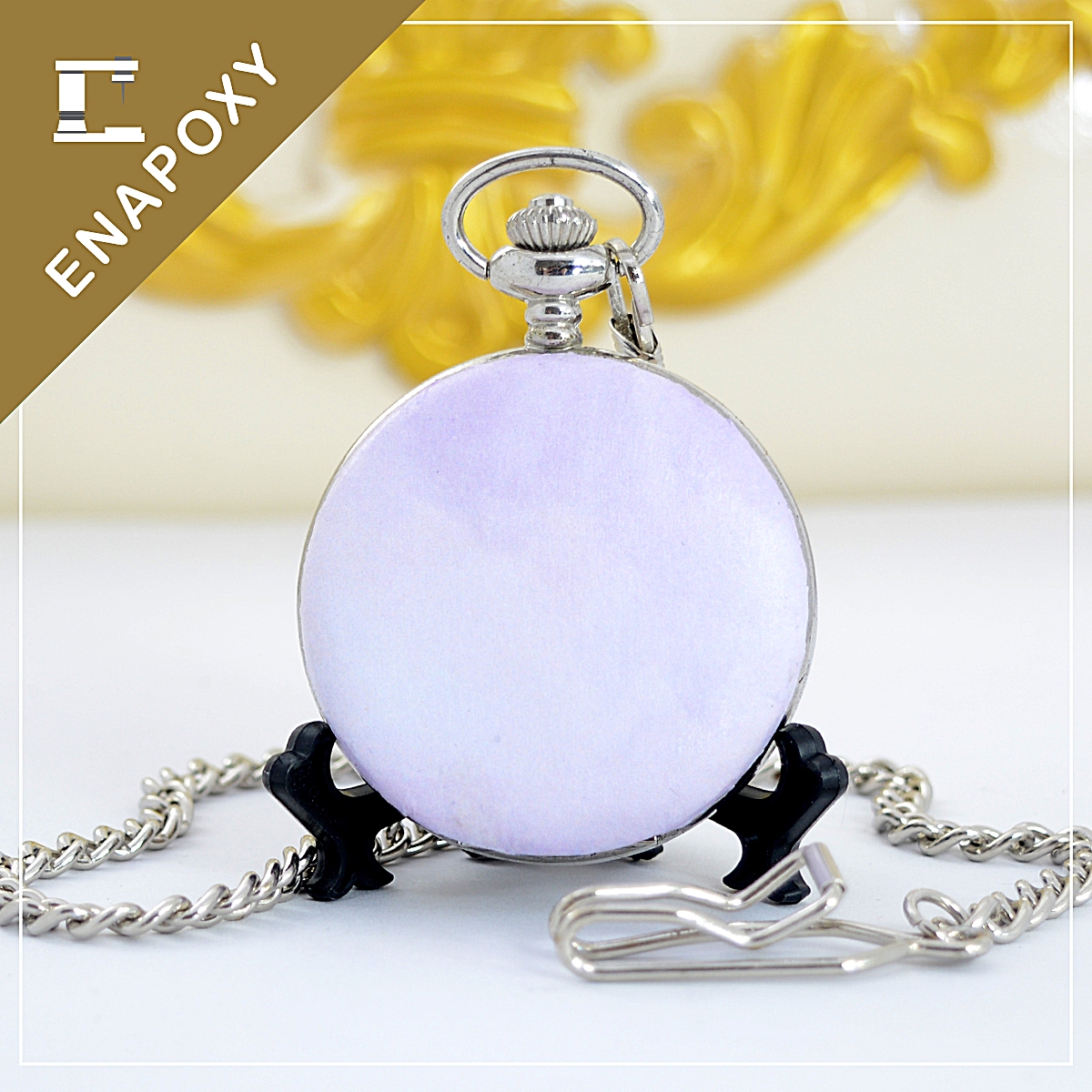 นาฬิกาพก ดีไซต์ Sweet Lavender Water-Color (4.7ซม.)