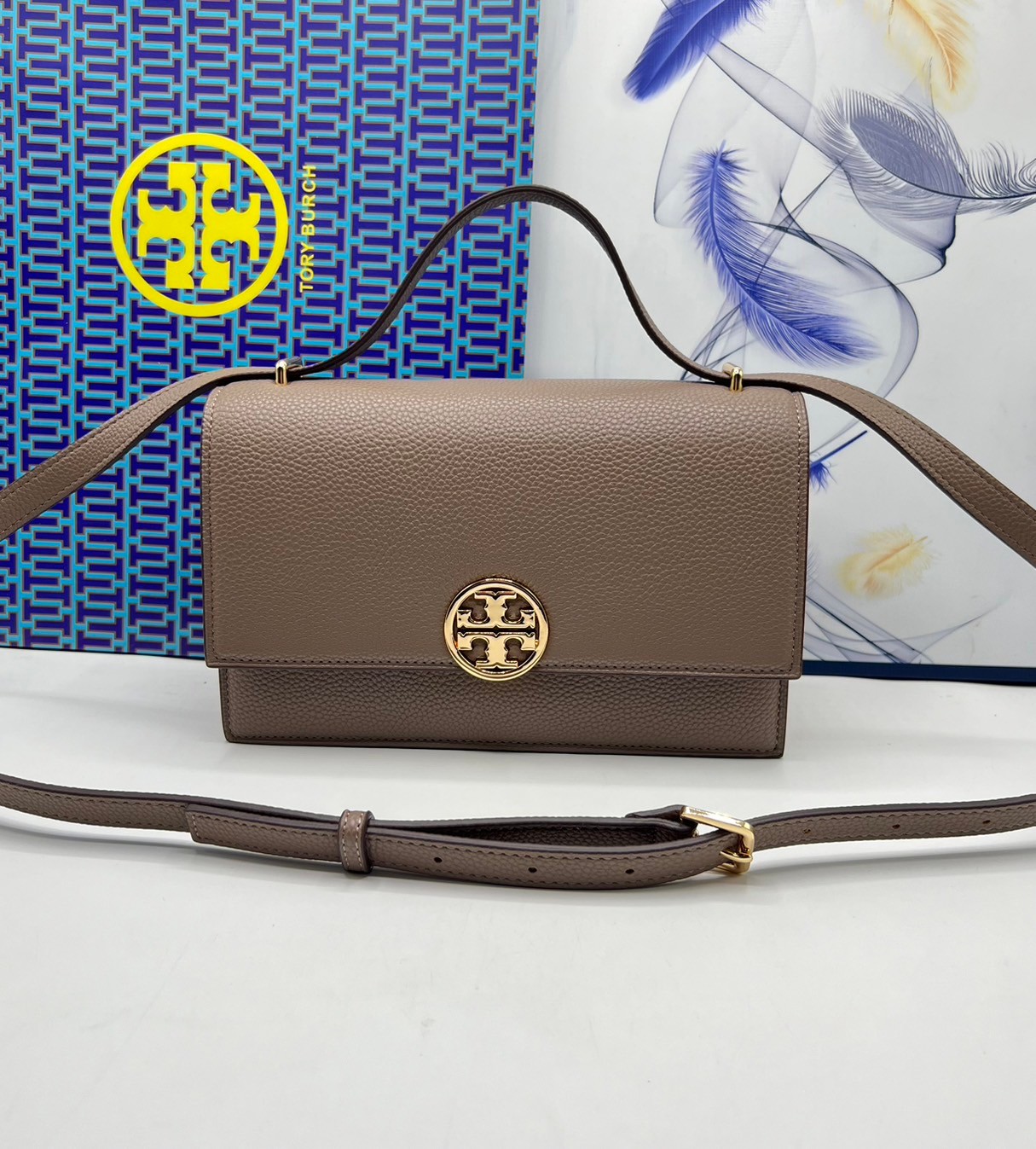 TORY BURCH MILLER LEATHER SHOULDER BAG กระเป๋าสะพายสวยหรู ผู้ดีทุกสี สายถอดได้ ถือเป็นคลัชได้ เกรดออริ สลับแท้ 1:1 ใช้งานต่างประเทศได้