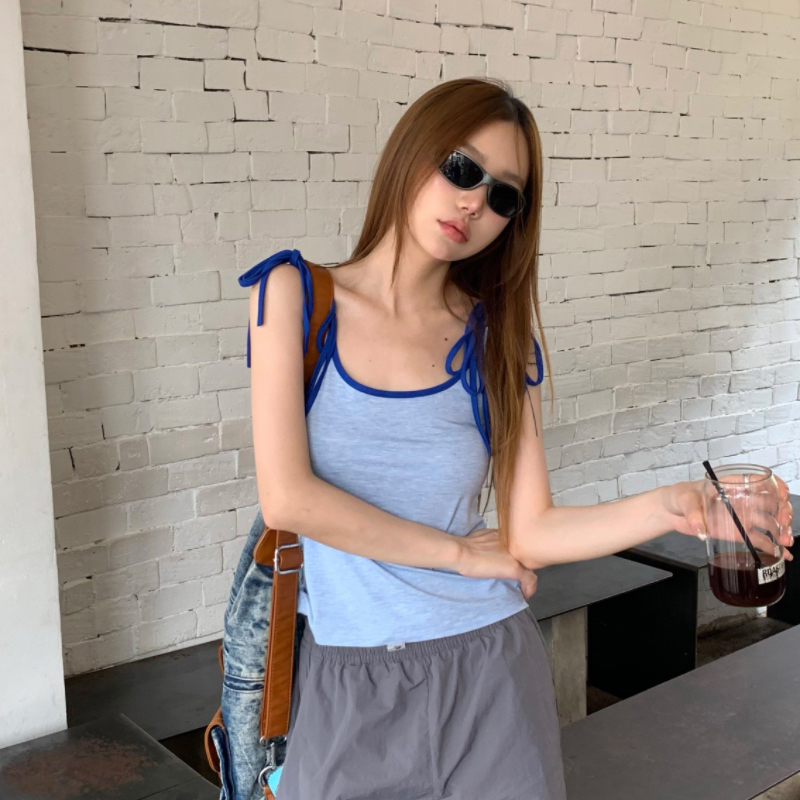 พร้อมส่ง 🫐 Dainty tops เสื้อสายเดี่ยวผ้าคอตตอนเนื้อดี (IN38703)