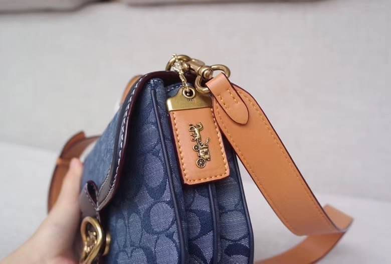 Coach Riley Top Handle 22 In Signature Signature chambray and glovetanned leather