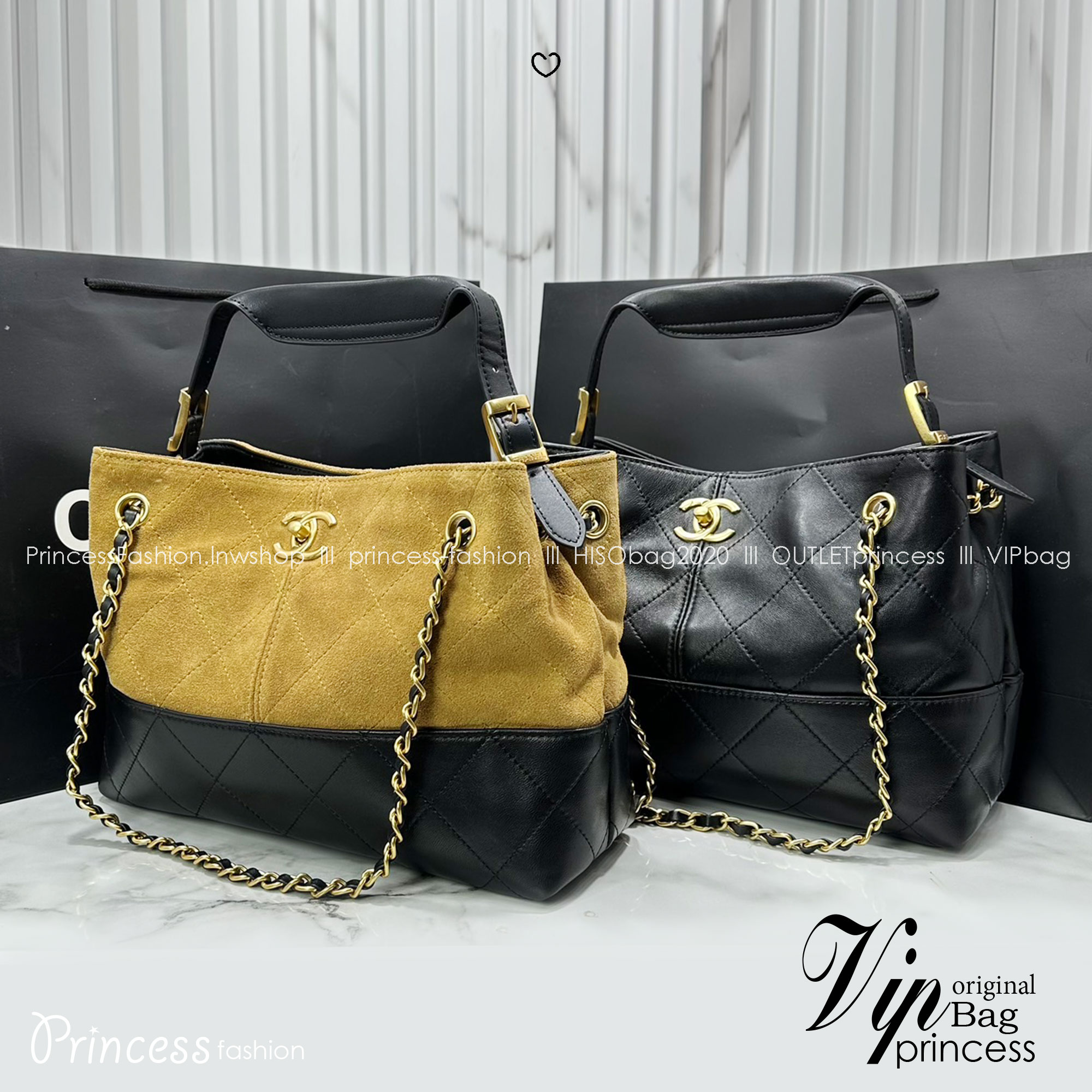 ORI หนังแท้ | CHANEL Shopping Bag 25A Suede Bag กระเป๋าช้อปปิ้งทรงโท้ทหนังกลับสีทูโทน ในคอล Métiers Dart 2024/25 ดีไซน์ใหม่หนังกำมะหยี่โทนน้ำตาล ใช้งานง่าย