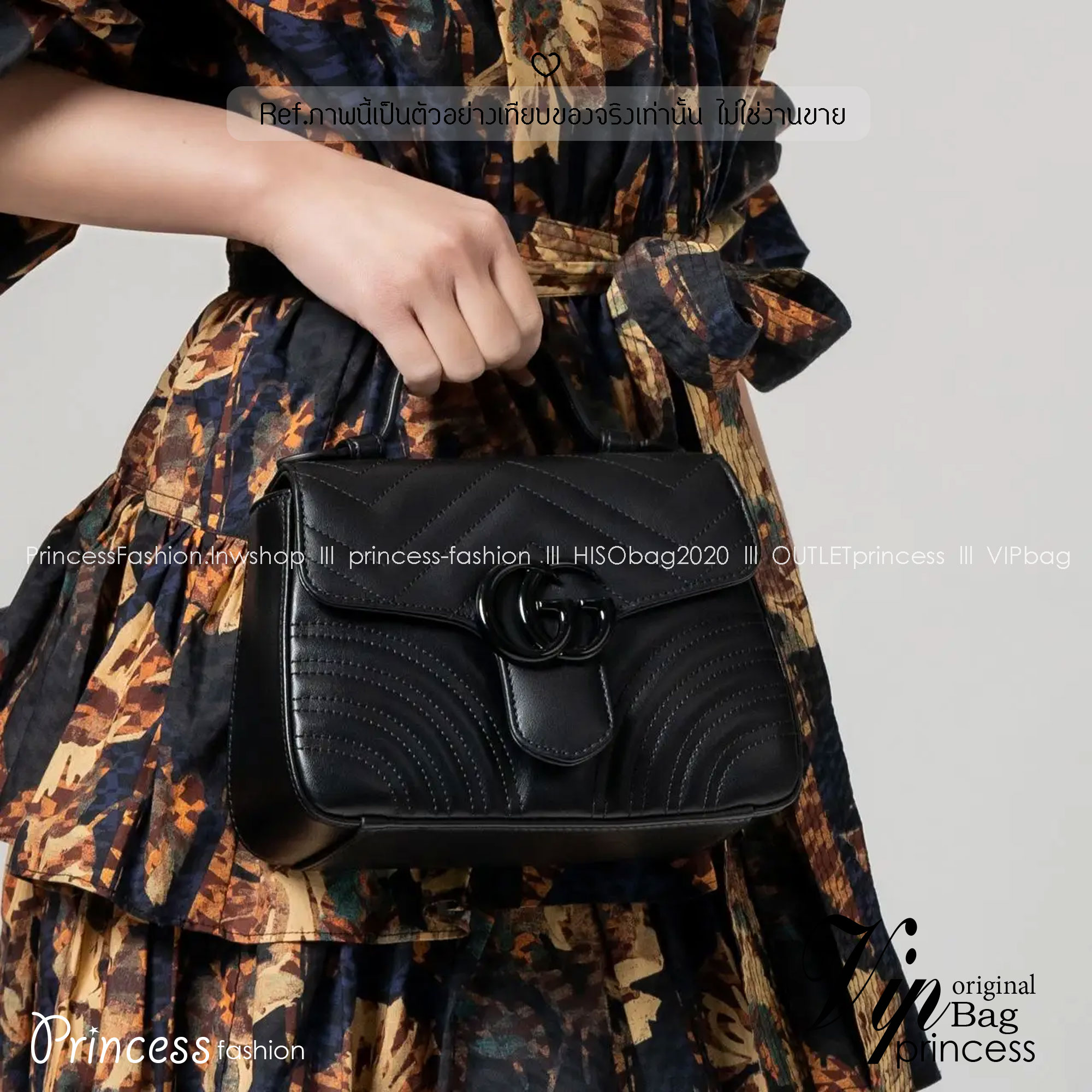 GUCCI GG Marmont mini top handle bag กระเป๋าสะพายข้างรุ่นคลาสสิค ดีไซน์ใหม่พร้อมหูจับในตัว ใช้งานง่าย สายสะพายยาวถอดได้ ถือออกงานก็ปัง