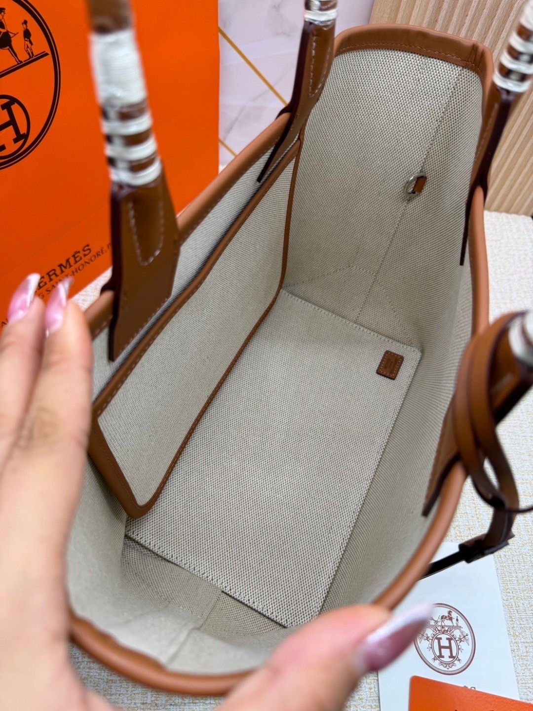 HERMES Steeple Tote Bag / H Steeple canvas tote bag 30cm กระเป๋าทรงโท้ทแคนวาสอย่างดี พิมพ์ลายคมชัด ลายใหม่สวยหรู เกรดออริ สลับแท้