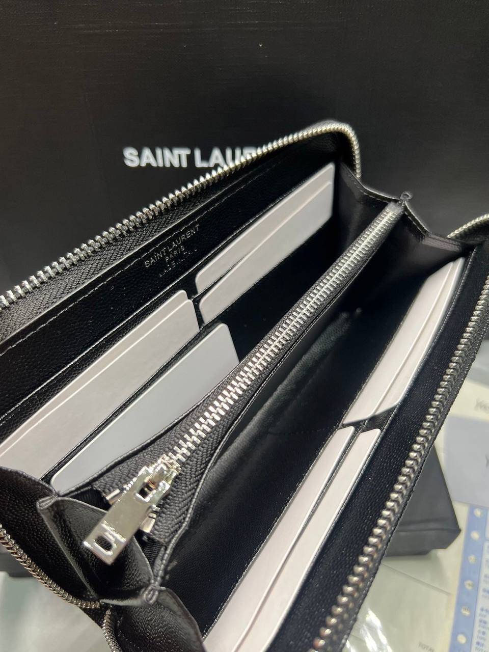 ORI หนังแท้ | YSL zip around wallet / YSL Long Wallet กระเป๋าสตางค์ใบยาวซิปรอบ 🤍 เกรดออริจินอล