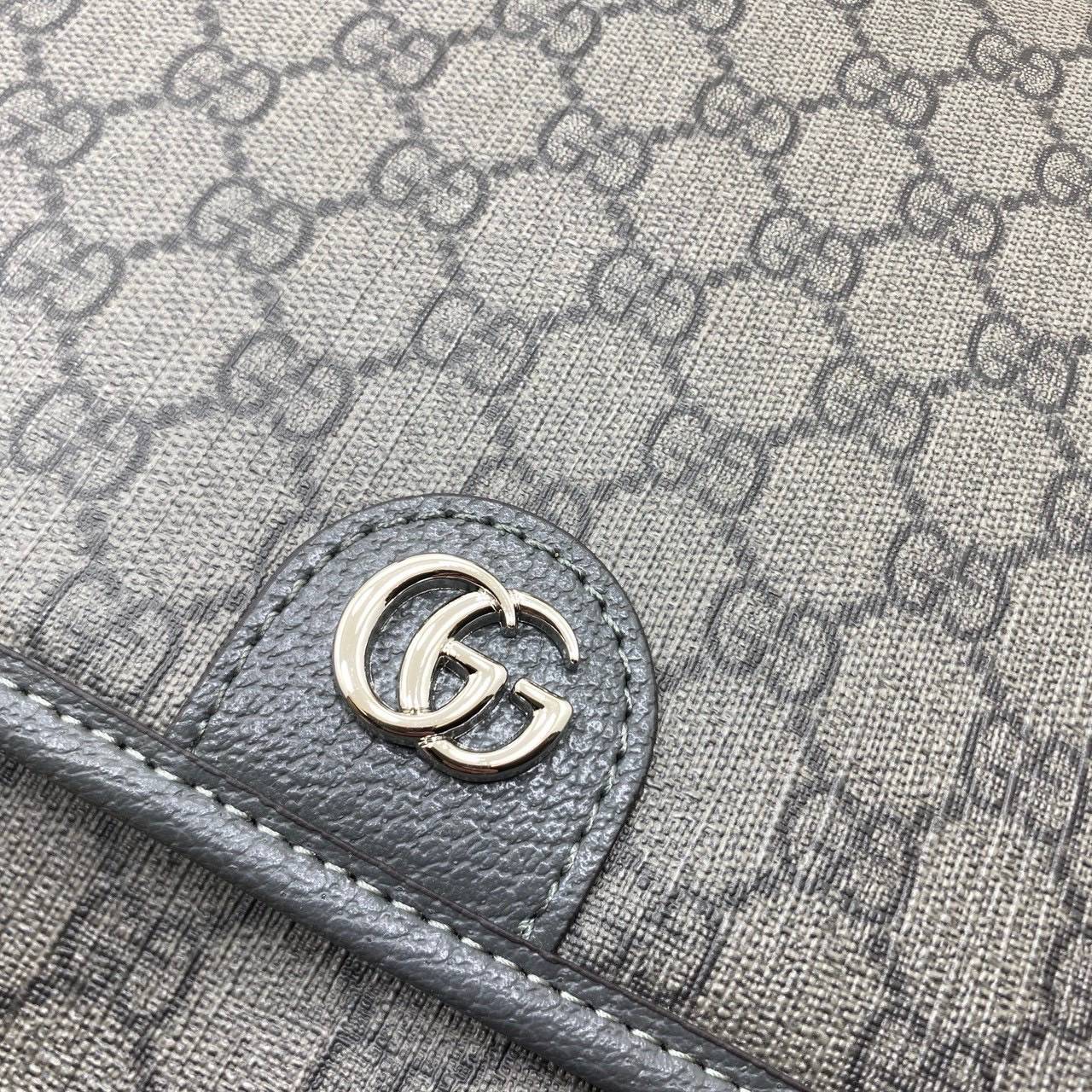 ORI หนังแท้ | GUCCI Ophidia medium messenger bag Gray กระเป๋าสะพายทรงแมสเซ็นเจอร์ Canvas GG Supreme เนื้อผ้าที่เหมาะสำหรับไลน์แอคเซสเซอรี่สำหรับผู้ชาย