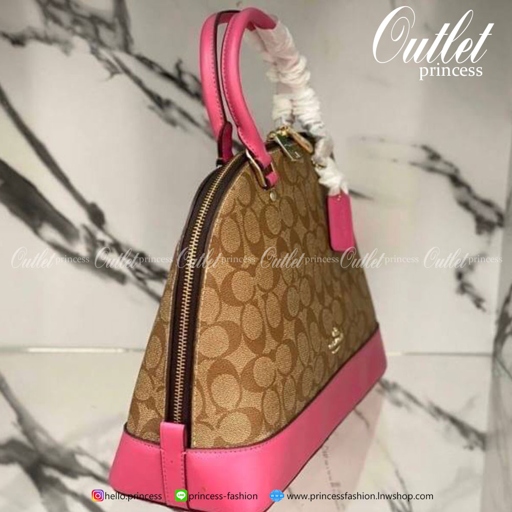 Coach ทรงโดมใหญ่ size 13” SIERRA SATCHEL IN SIGNATURE COACH IMITATION GOLD/BROWN