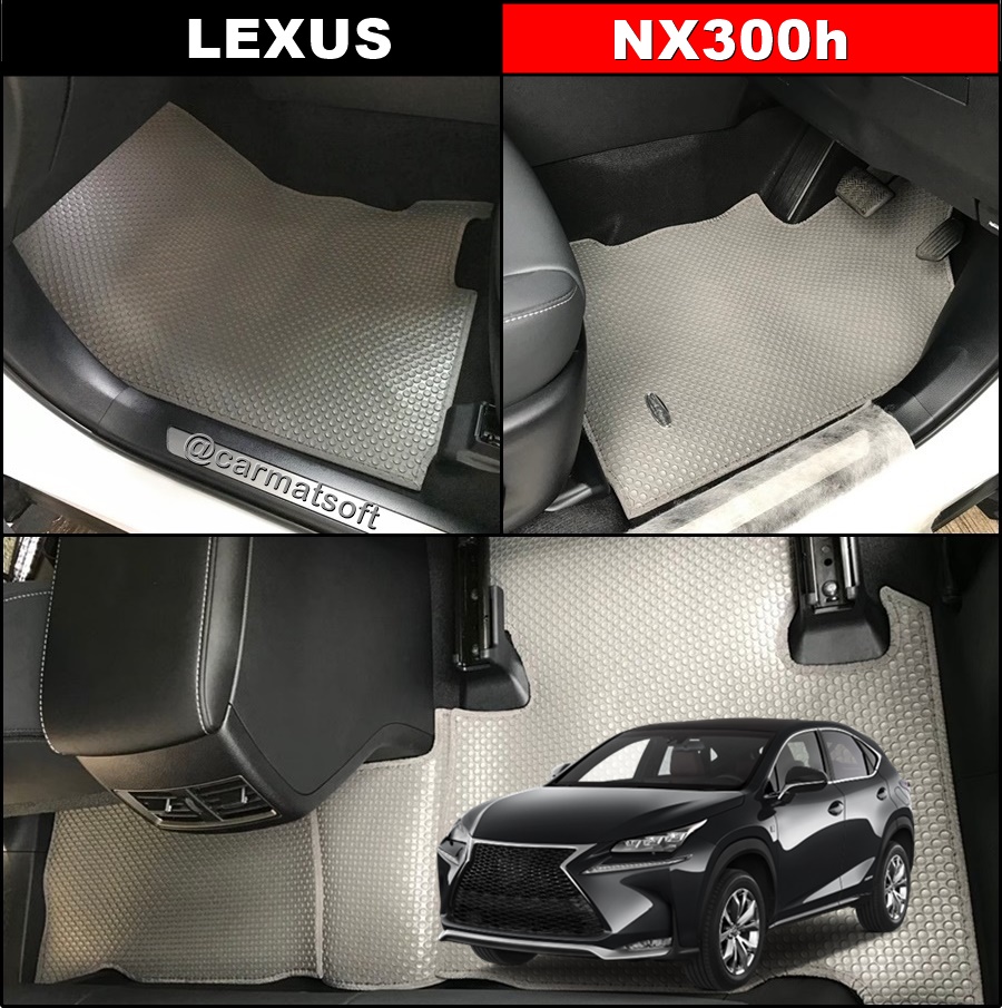 ยางปูพื้นรถยนต์ LEXUS NX300h พรมกระดุมเม็ดเล็ก สีเทา เข้ารูป ตรงรุ่นรถ 5ชิ้น