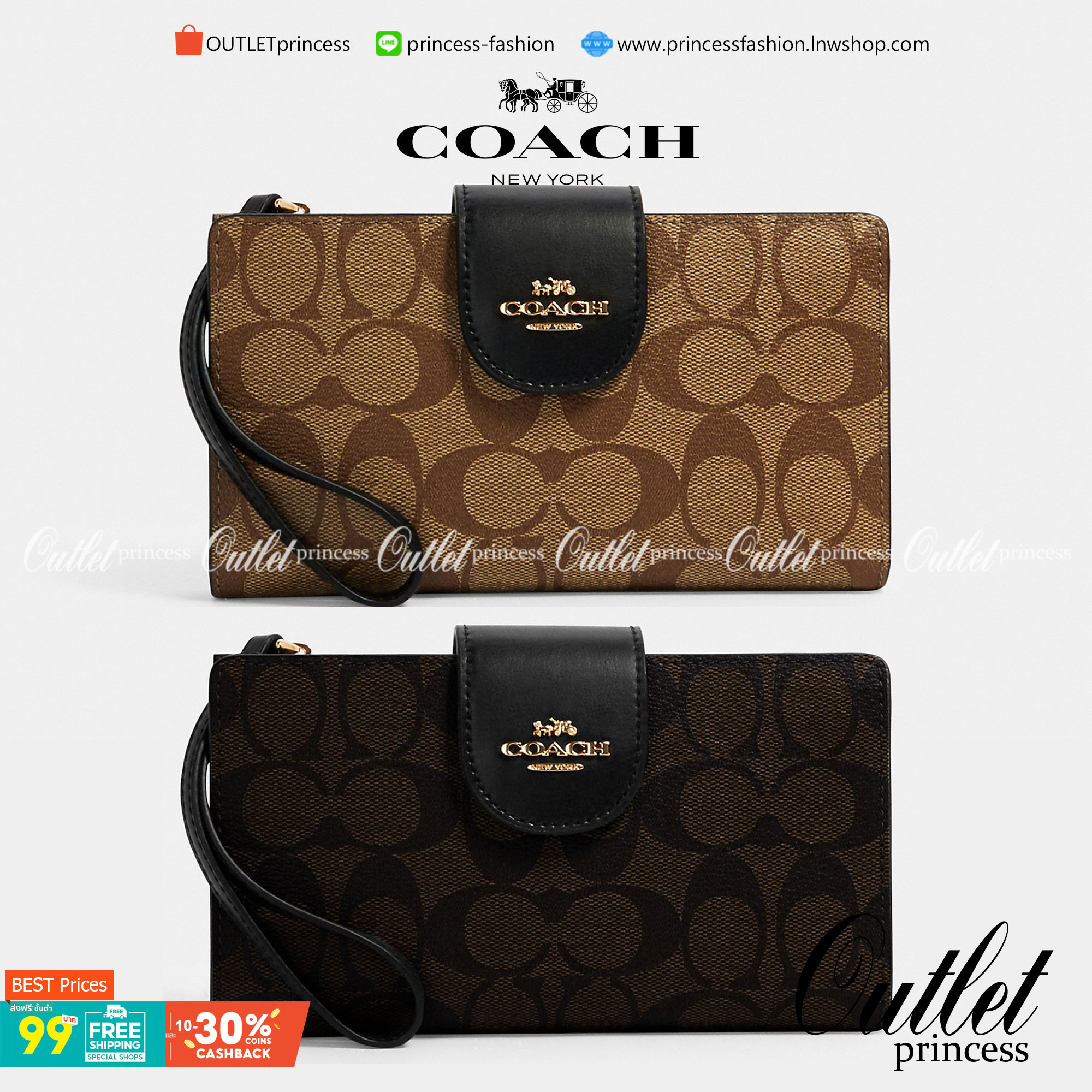 COACH Tech Phone Wallet In Colorblock Signature Canvas (COACH C2874) อีกหนึ่ง collection ของกระเป๋าสตางค์ที่ดีไซน์ทันสมัยให้ใช้งานได้แบบครบครัน เป็นกระเป๋าสตางค์ ที่มีช่องสำหรับใส่โทรศัพท์มือถือ ธนบัตร เหรียญ และบัตรต่าง ๆ ใช้งานแบบ2ด้าน เพิ่มความสะดวกสบา