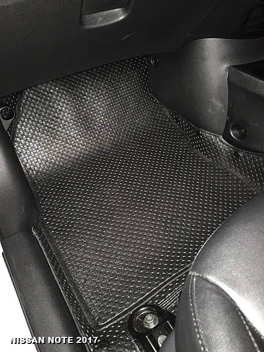 พรมปูพื้นรถยนต์ NISSAN NOTE กระดุมเม็ดเล็ก รีดขอบ สีดำ เต็มคัน เข้ารูป