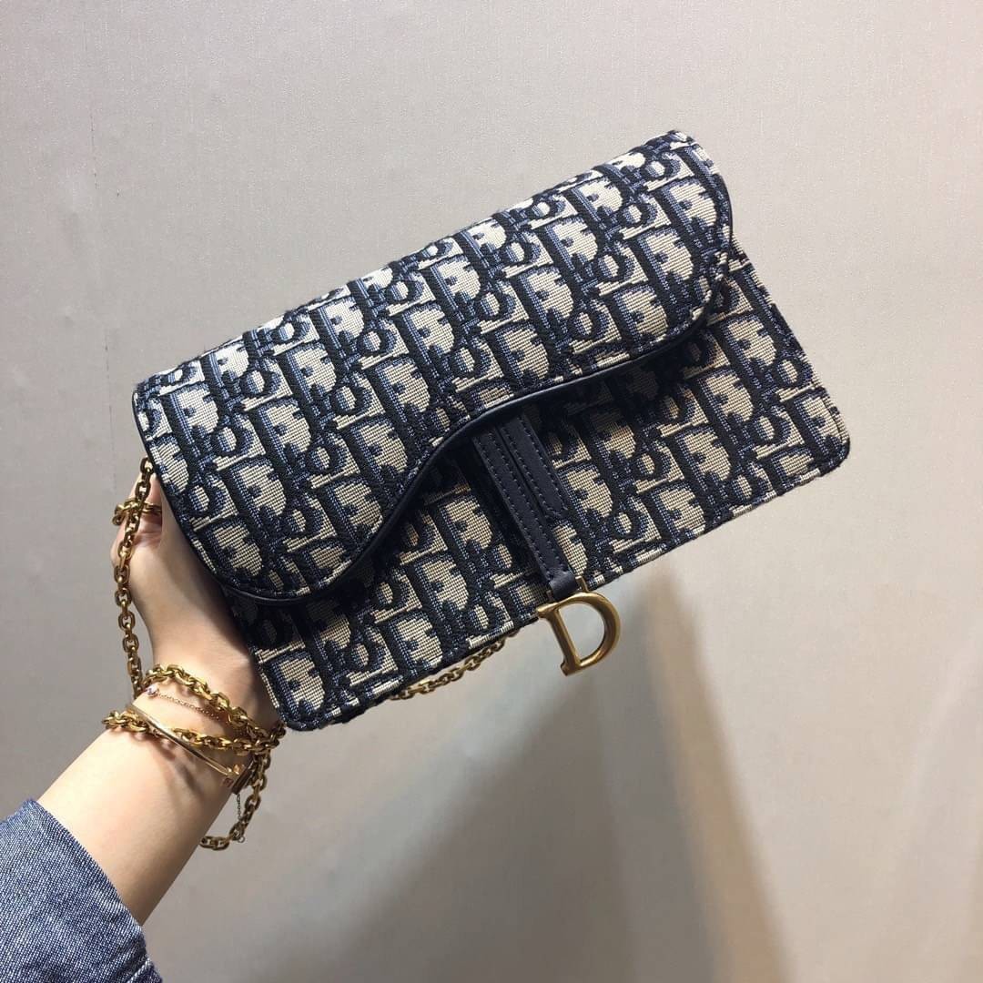 Dior Saddle Pouch Blue Oblique Jacquard / Dior oblique Saddle pouch เกรดใช้งานสลับของจริง ออริจินอล ภาพสินค้าถ่ายจากงานขายจริง ใช้งานต่างประเทศได้