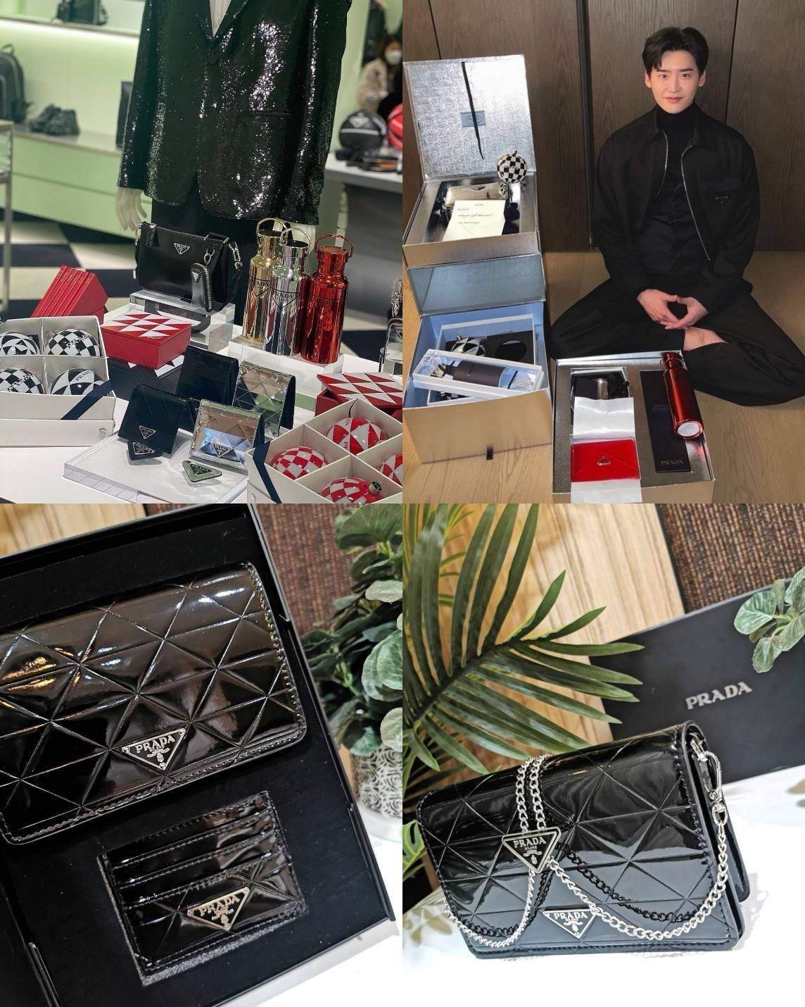 PRADA CLUTCH BAG WITH CARD HOLDER VIPGIFT WITH PURCHASE พรีเมี่ยมกิ้ฟรุ่น Limited จาก DUTYFREE สวยหรูดูดีสุดคุ้มมากๆได้ทั้งกระเป๋าสะพายทรงคลัชพร้อมสายโซ่แบรนด์ + กระเป๋า Card Holder ใส่นามบัตรครบชุดไอเท็มใหม่ล่าสุดน่าใช้น่าสะสม สินค้ามาพร้อมกล่องแบรนด์ Du