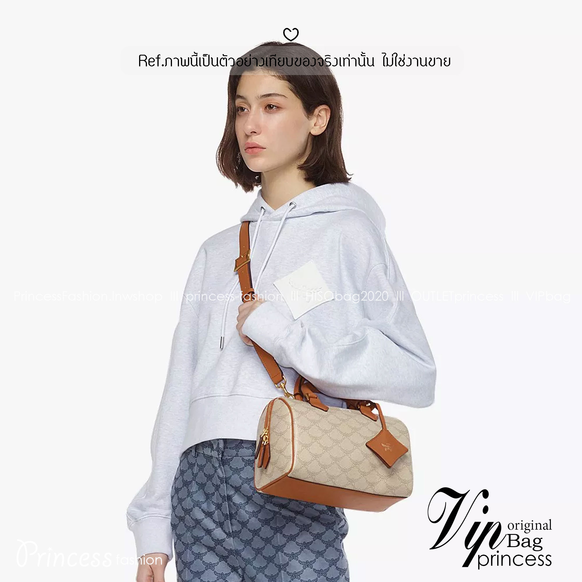 Small M.C.M Ella Boston bag in Lauretos pattern กระเป๋าทรงหมอนยอดฮิต คอลเลคชั่นใหม่ ไม่มีเอ้าท์ เกรดท็อปออริ 1:1 สลับแท้ ใช้งานต่างประเทศได้