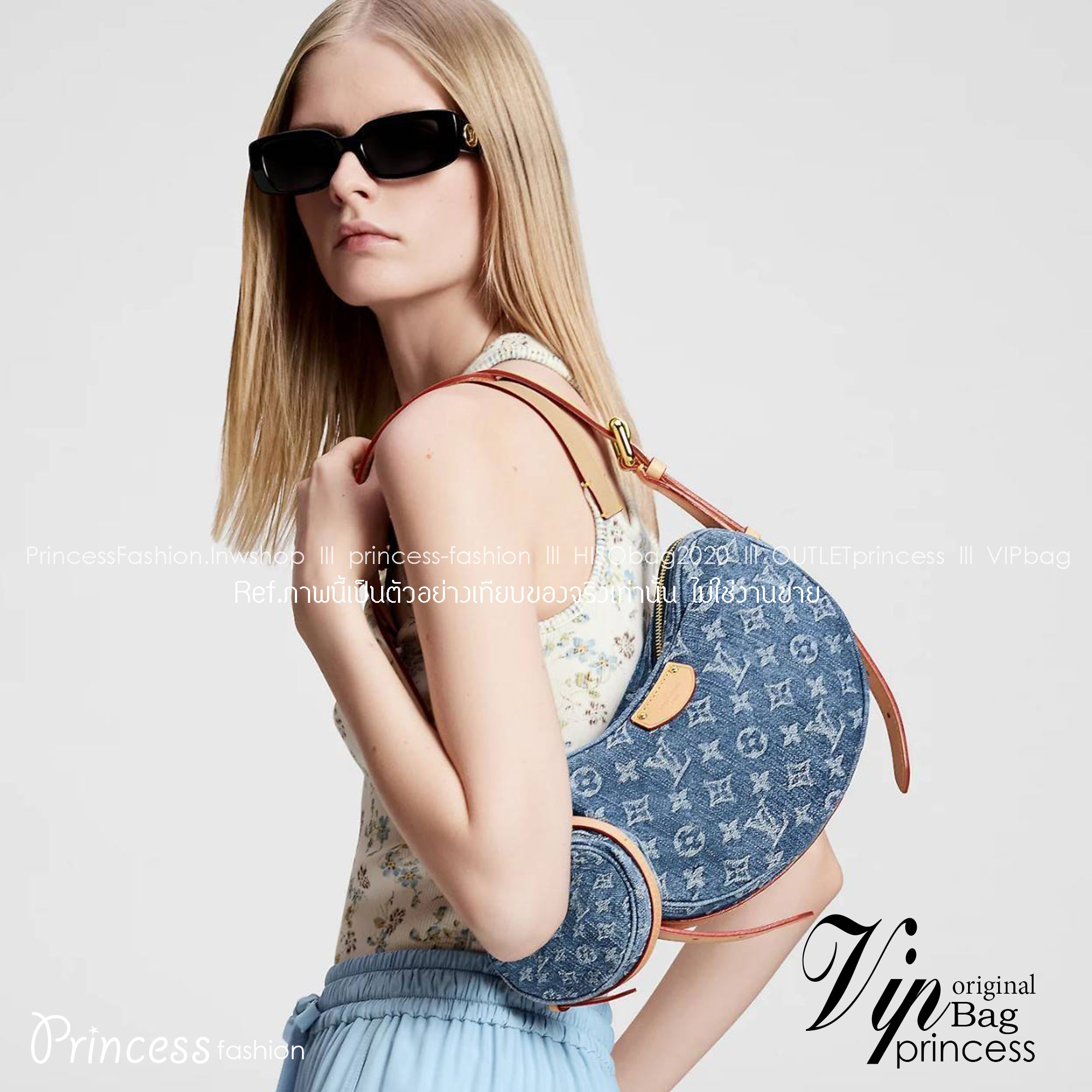 LV croissant denim bag กระเป๋าทรงครัวซองต์ ใหม่ล่าสุด สวยชิค ฉ่ำก่อนใคร ด้วยดีไซน์สุดเก๋แบบทำถึง เพิ่มดีเทลน่าใช้ด้วยใบลูก ที่แยกออกมาใช้ได้