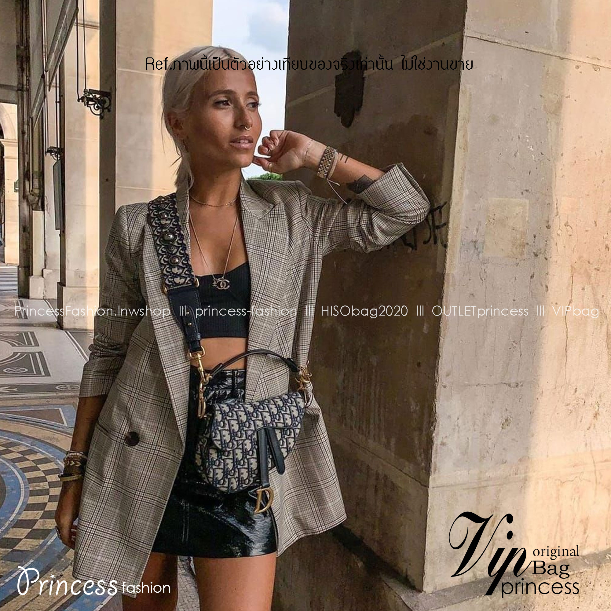 DIOR Mini Saddle Bag with Strap **รอบราคาพิเศษ** มาพร้อมสายครอสบอดี้สุดคุ้ม กระเป๋ารุ่นยอดนิยม งานผ้าแจ็คการ์ดลาย Oblique ลูกเล่นห้อยด้วยตัวอักษร D ตรงหูหิ้วมีกิมมิค CD สีทอง