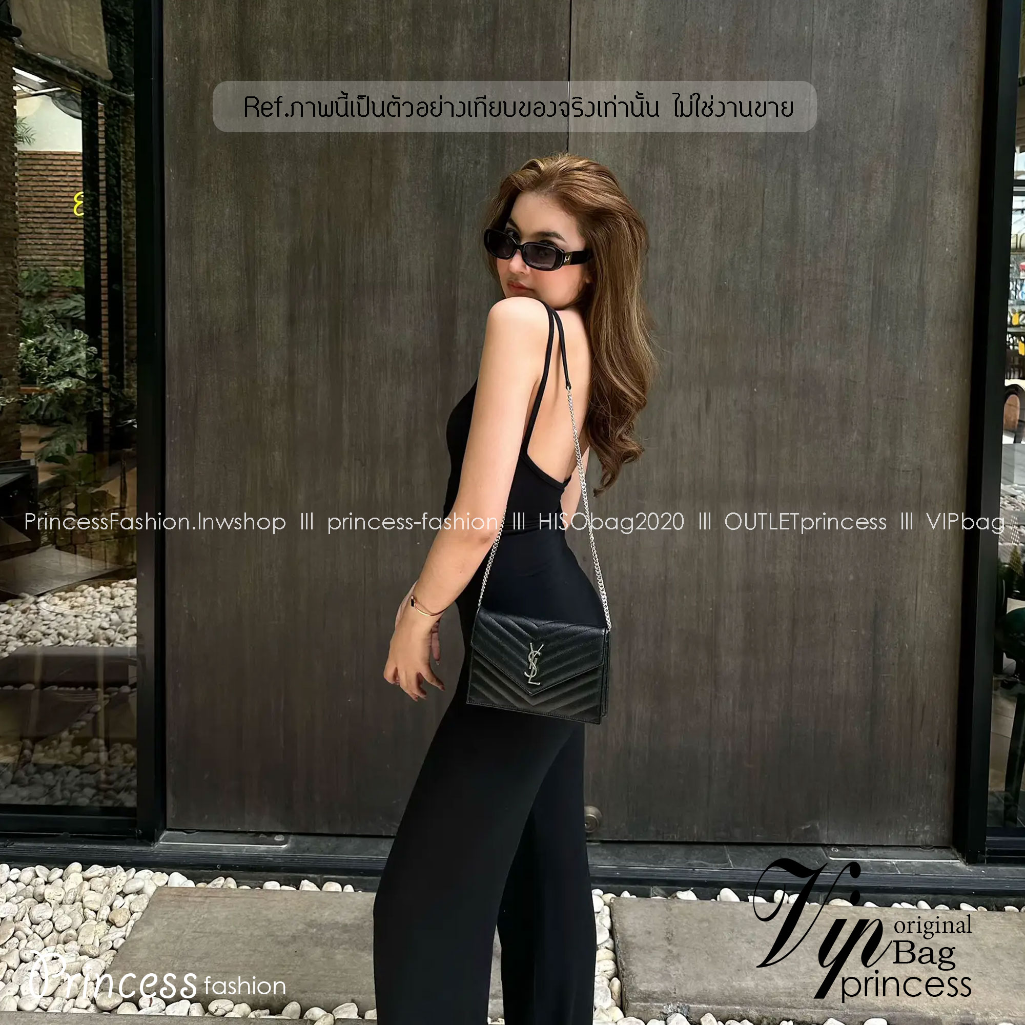 YSL Envelope WOC 7.5 Wallet on chain / YSL Clutch Bag 7.5" กระเป๋าสะพายรุ่นยอดนิยม เกรดหนังคาเวียร์สวยเต็มใบ เกรดออริ 1:1 ใช้งานต่างประเทศได้