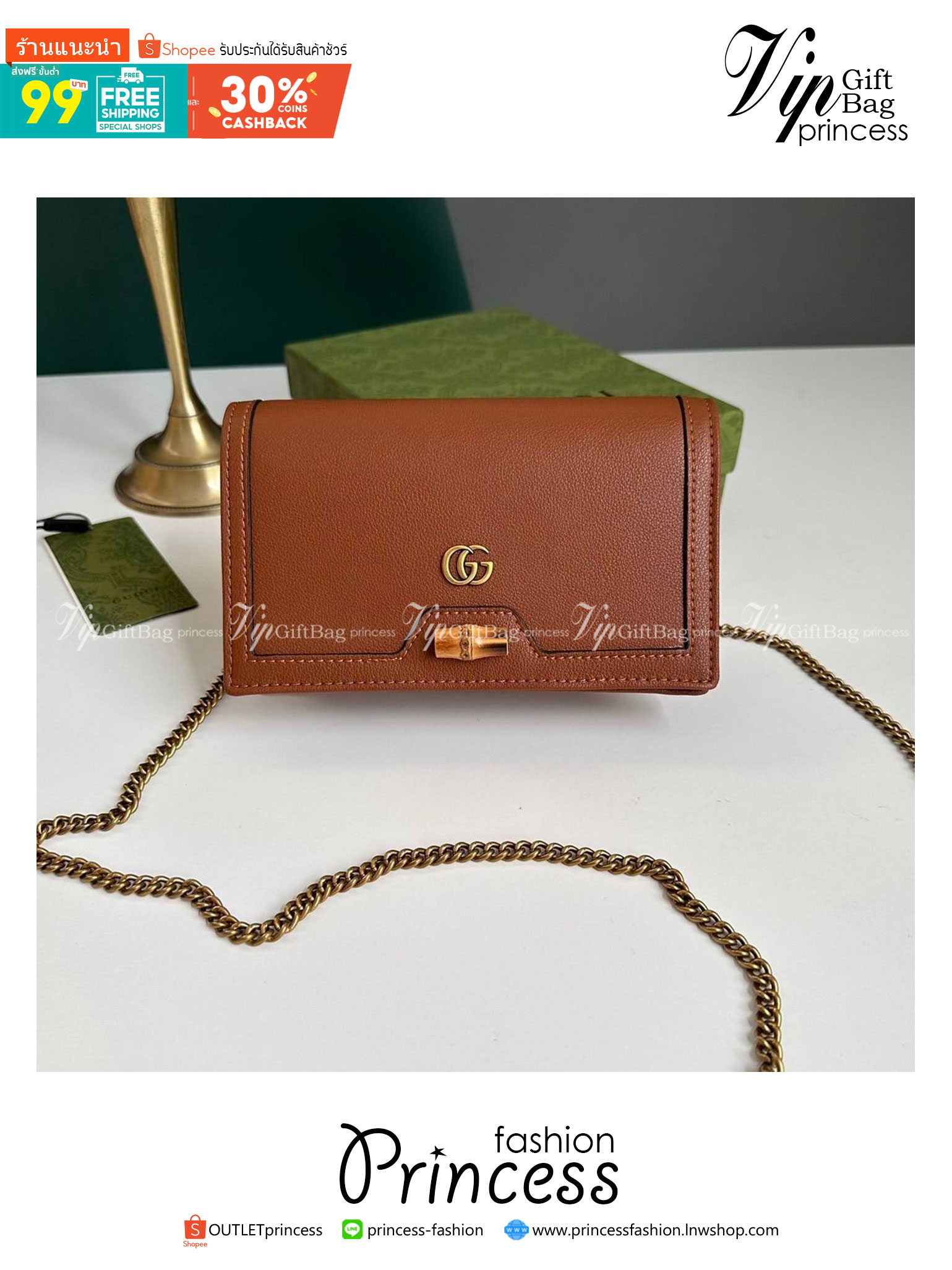 Gucci Diana mini bag with bamboo เกรดออริจินอล Gucci wallet on chain กระเป๋ามินิกุชชี่พร้อมสายโซ่ ภาพถ่ายจากงานขายจริง ใช้งานต่างประเทศได้