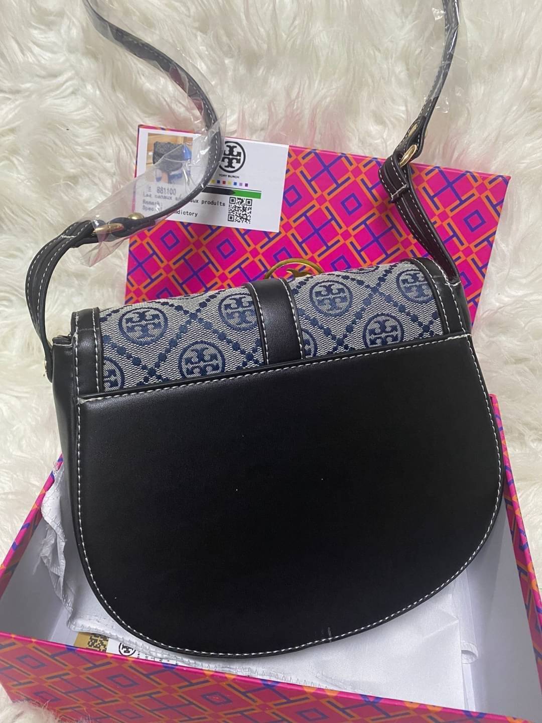 TORY BURCH MILLER CANVAS QUADRANT SADDLE BAG