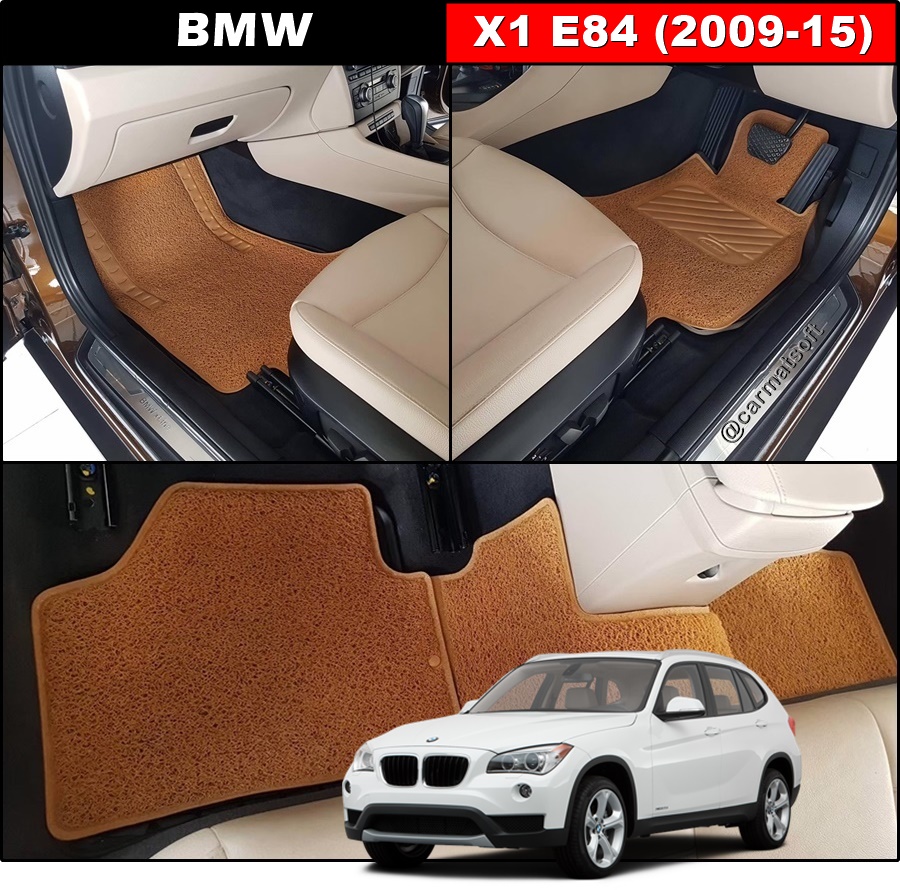 พรมดักฝุ่นไวนิลรีดขอบ BMW X1 E84 (2009-15) พรมดักฝุ่นในรถ สีน้ำตาล เกรดA หนานุ่ม 5ชิ้น