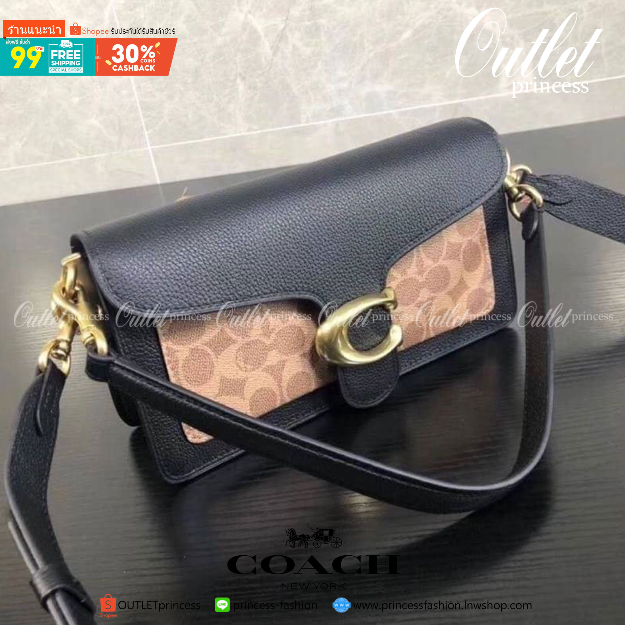 ของแท้ 💯% Coach Tabby Shoulder Bag 26 Polished pebble leather, suede and refined calf leather Inside zip and multifunction pockets Snap closure, fabric lining Outside slip pocket