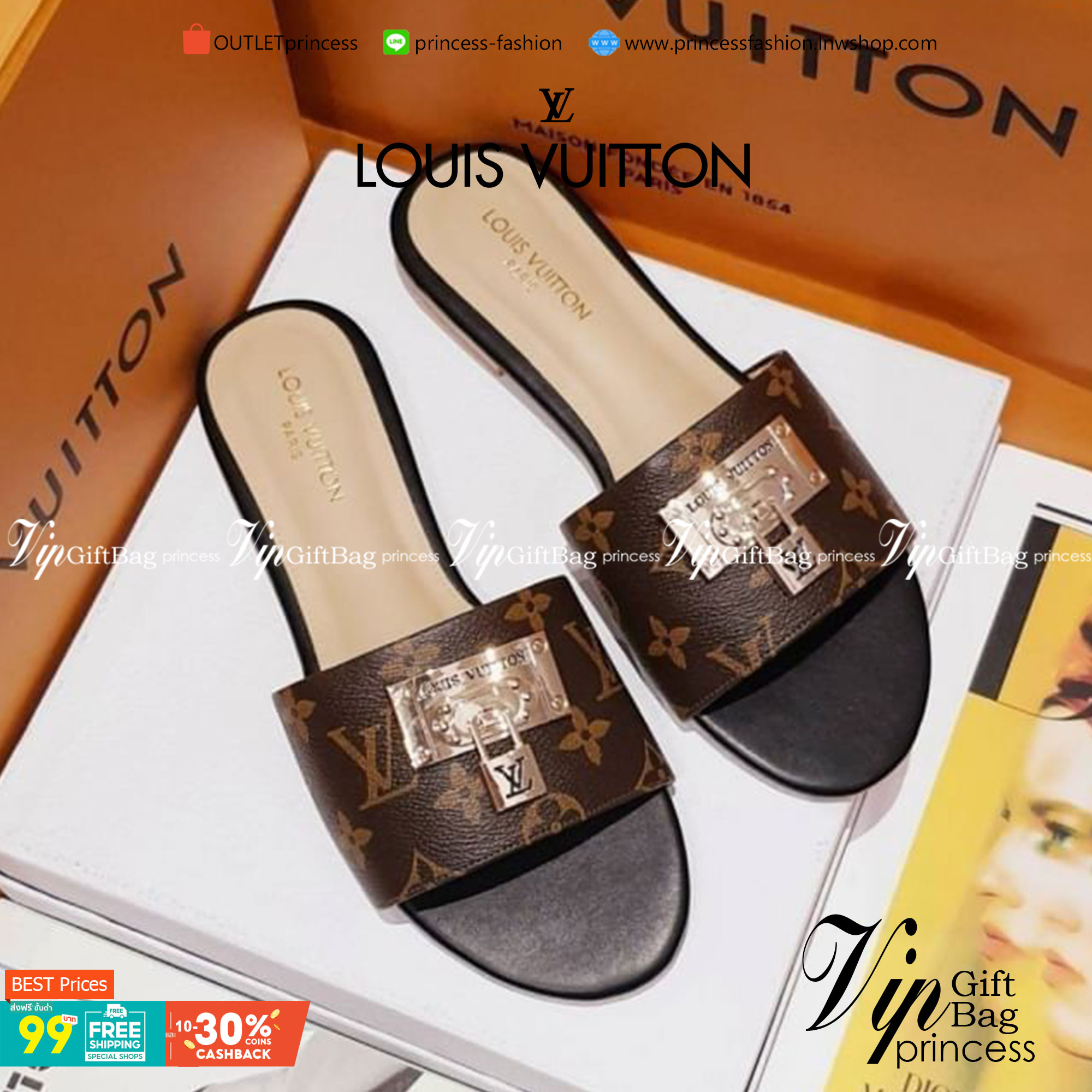 Louis Vuitton Sandals แตะ หรู งานแบรนด์ ใสสบาย น้ำหนักเบา แมทส์ชุดง่าย